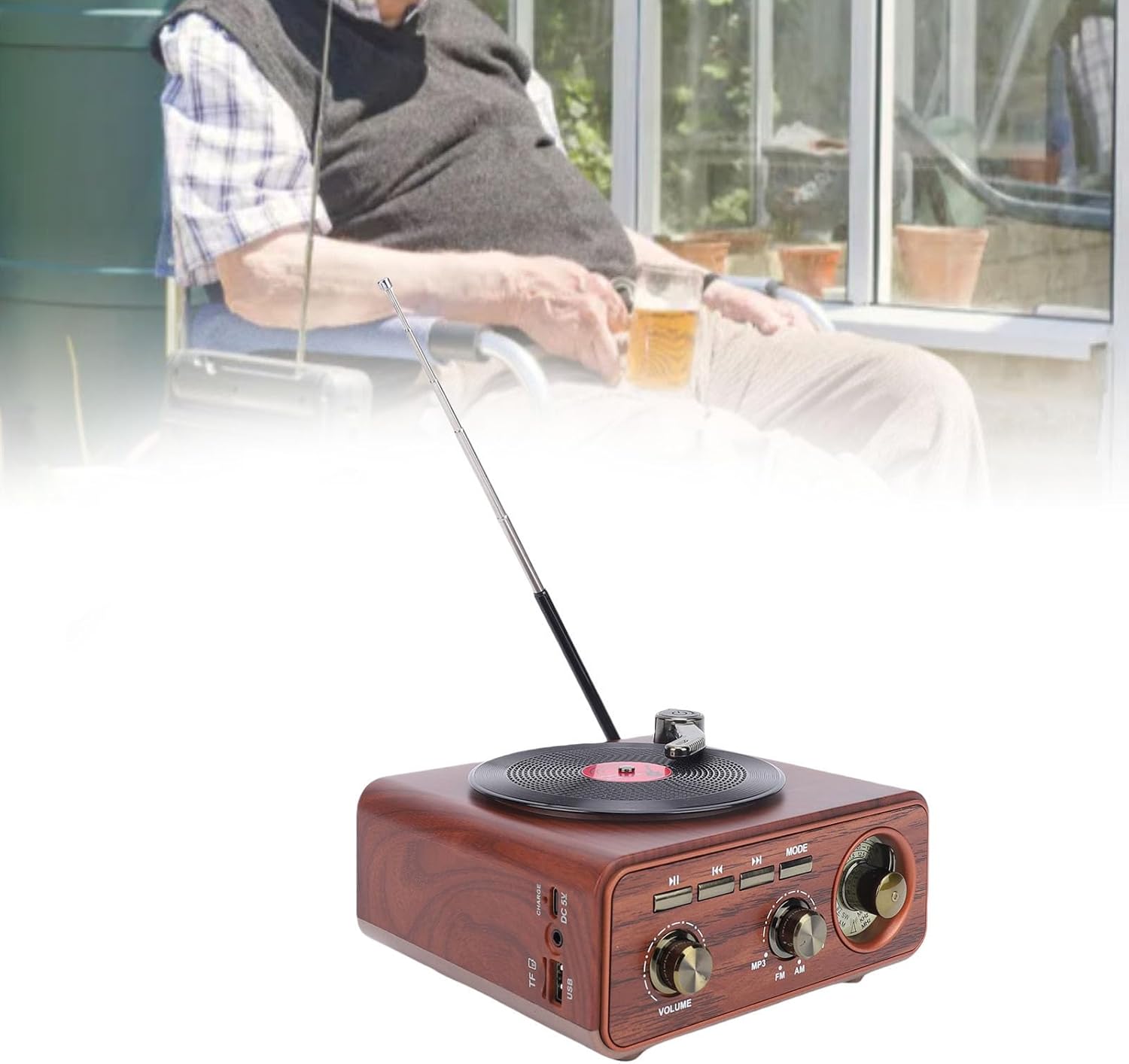 EBTOOLS Portable AM FM SW Retro Radio, Bluetooth Speaker with Telescopic Antenna and Rechargeable 1200mAh Battery, for Home Kitchen Outdoor Travel Camping (Wood Color)