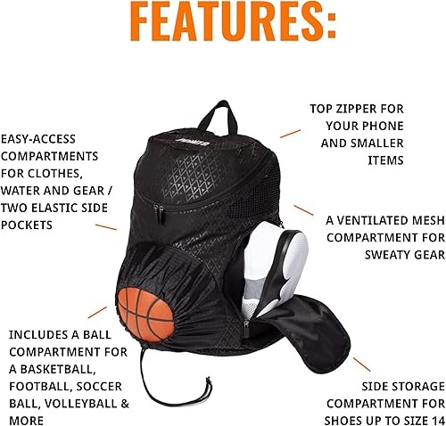 Miniatura 5 de POINT3 NBA - Mochilas de baloncesto Road Trip 2.0, bolsa oficial de la NBA con cordón para baloncesto, fútbol y más