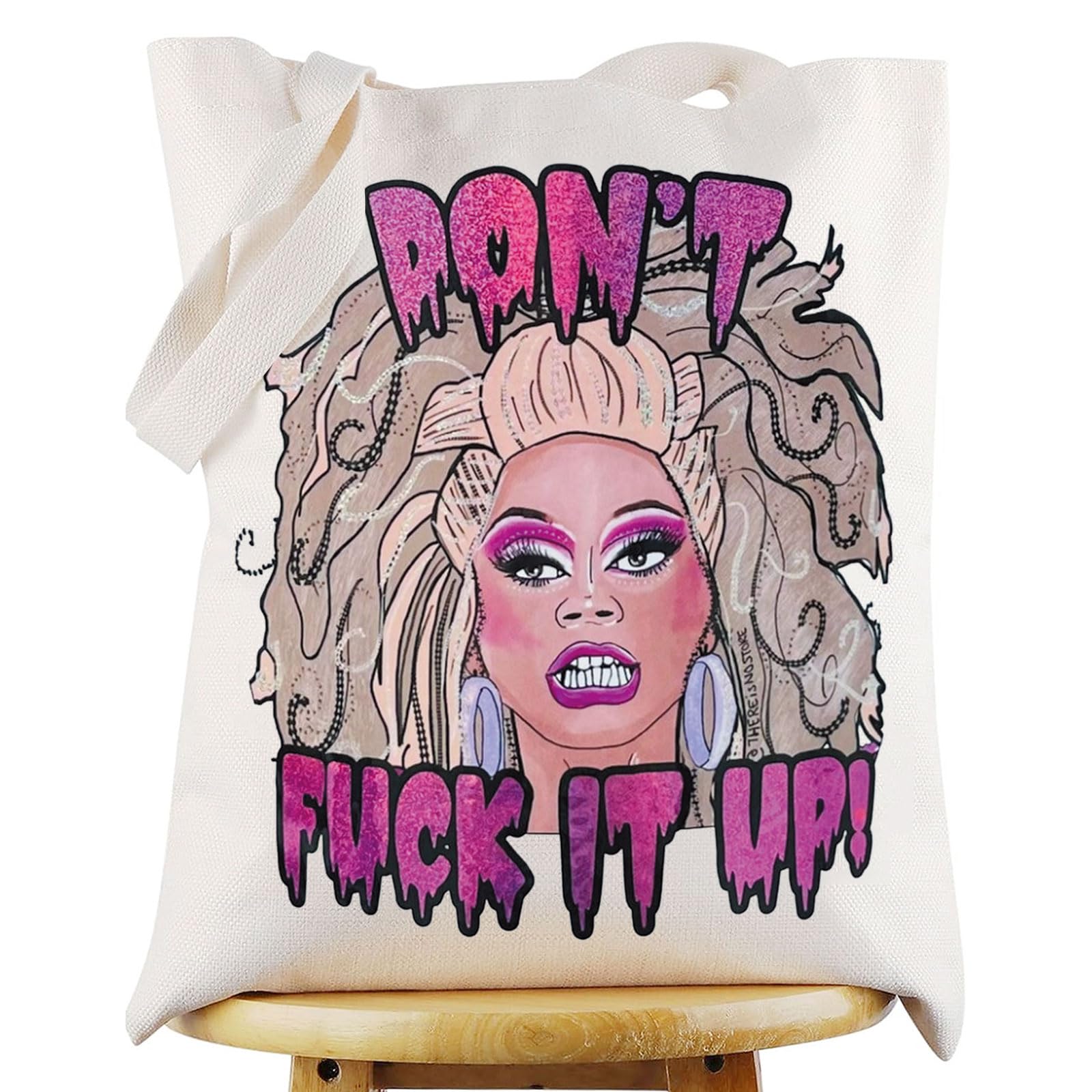 Cross Dressing TV Program Tote Bag Queen Inspired Gift Don't F*ck It Up Reusable Grocery Bag LGBTQ Merchandise