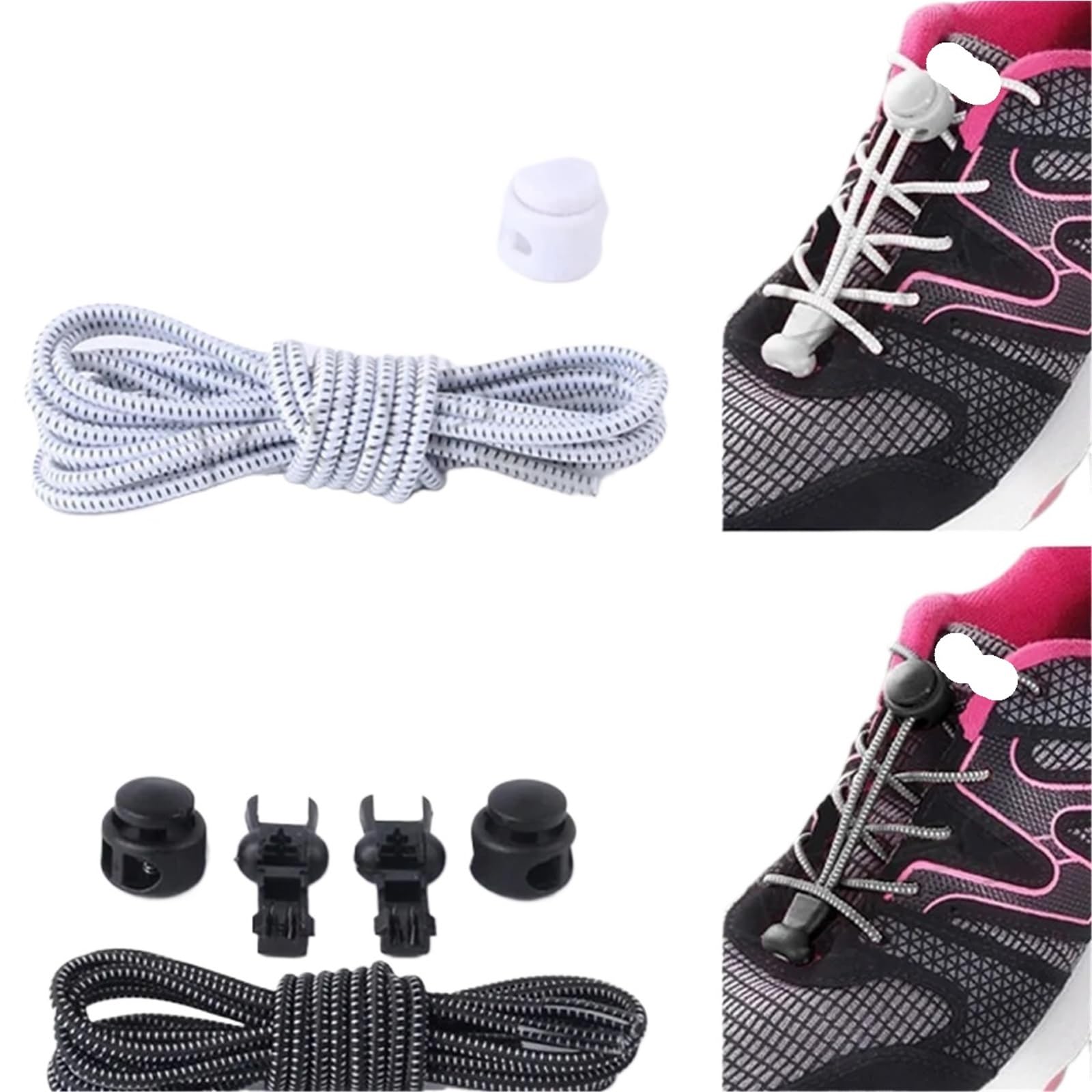 8 pares de cordones elásticos sin atar, con cierre rápido, for niños y adultos Para Sneaker