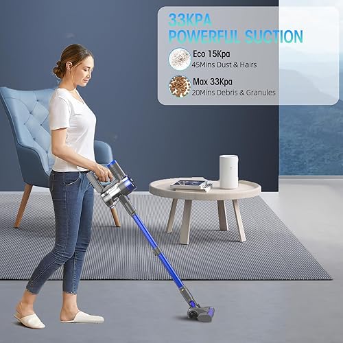 Miniatura 7 de Aspiradora inalámbrica, aspiradora 8 en 1 con batería desmontable de 2200 mAh, ligera, autosuficiente, tiempo de funcionamiento de 45 minutos