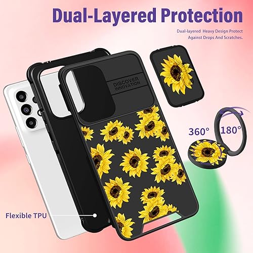 Miniatura 5 de Funda para Samsung Galaxy A32 5G Funda de Teléfono para Mujeres con Girasol Lindo para Chicas, Cubierta Floral de Flores Femenina Estética con