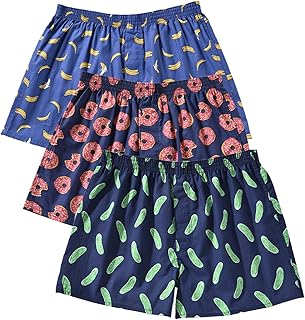 Mens Boxer Shorts Funny Boxers Sleep Short Plaid Cotton Loose Woven Boxers for Men