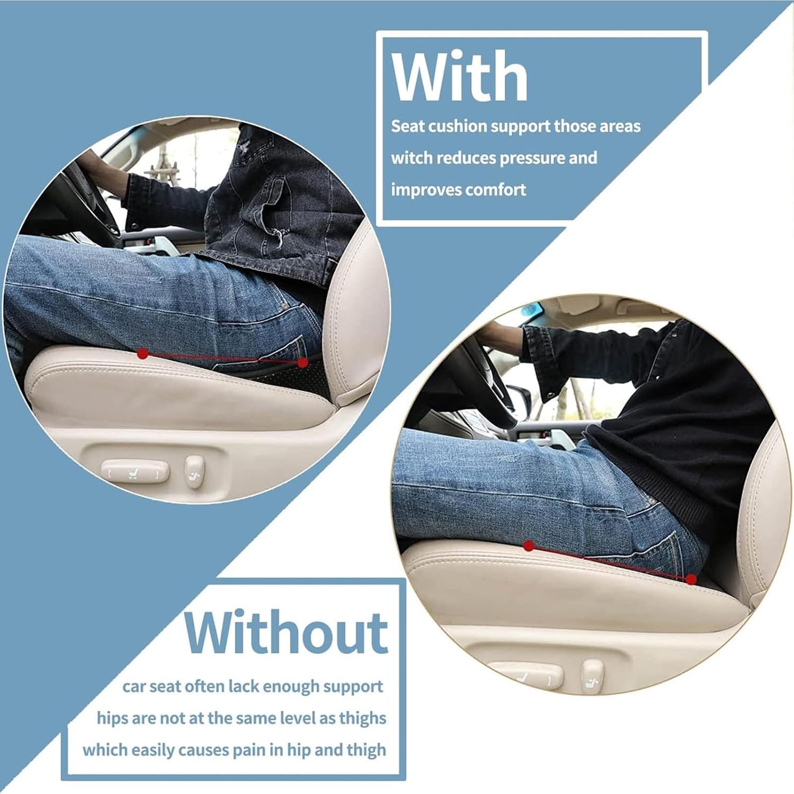 Poduszka fotelika samochodowego z pianki memory do Mitsubishi Pajero Sport 2011-2025 | Ergonomiczna podkładka klinowa łagodząca rwę kulszową do długotrwałej jazdy samochodem ciężarowym SUV