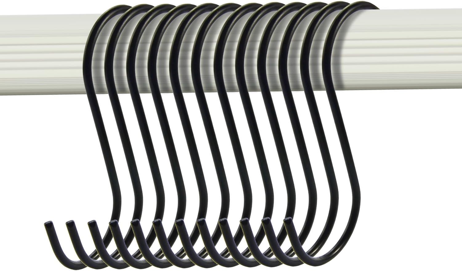 Authеntіс Crаzу Dеаlѕ RuiLing Antistatic Coating Steel Hanging Hooks, Black, S-Shape, Pack of 15