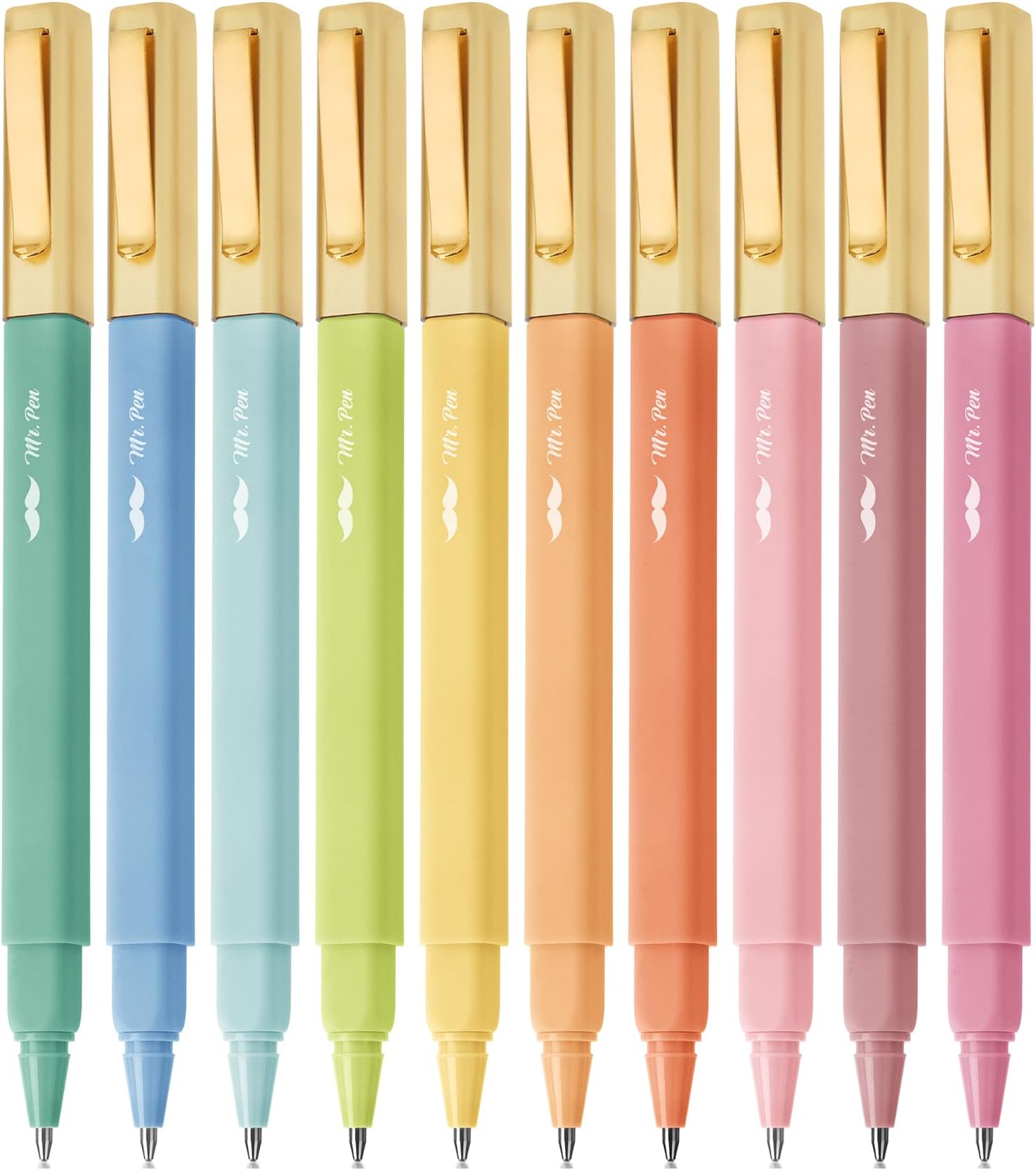 Mr. Pen- Aesthetic Ballpoint Pens, 10 Pack, Assorted Colors, Fast Dry, No Smear Bible Pens No Bleed Through, 0.7mm Fine Point Pen