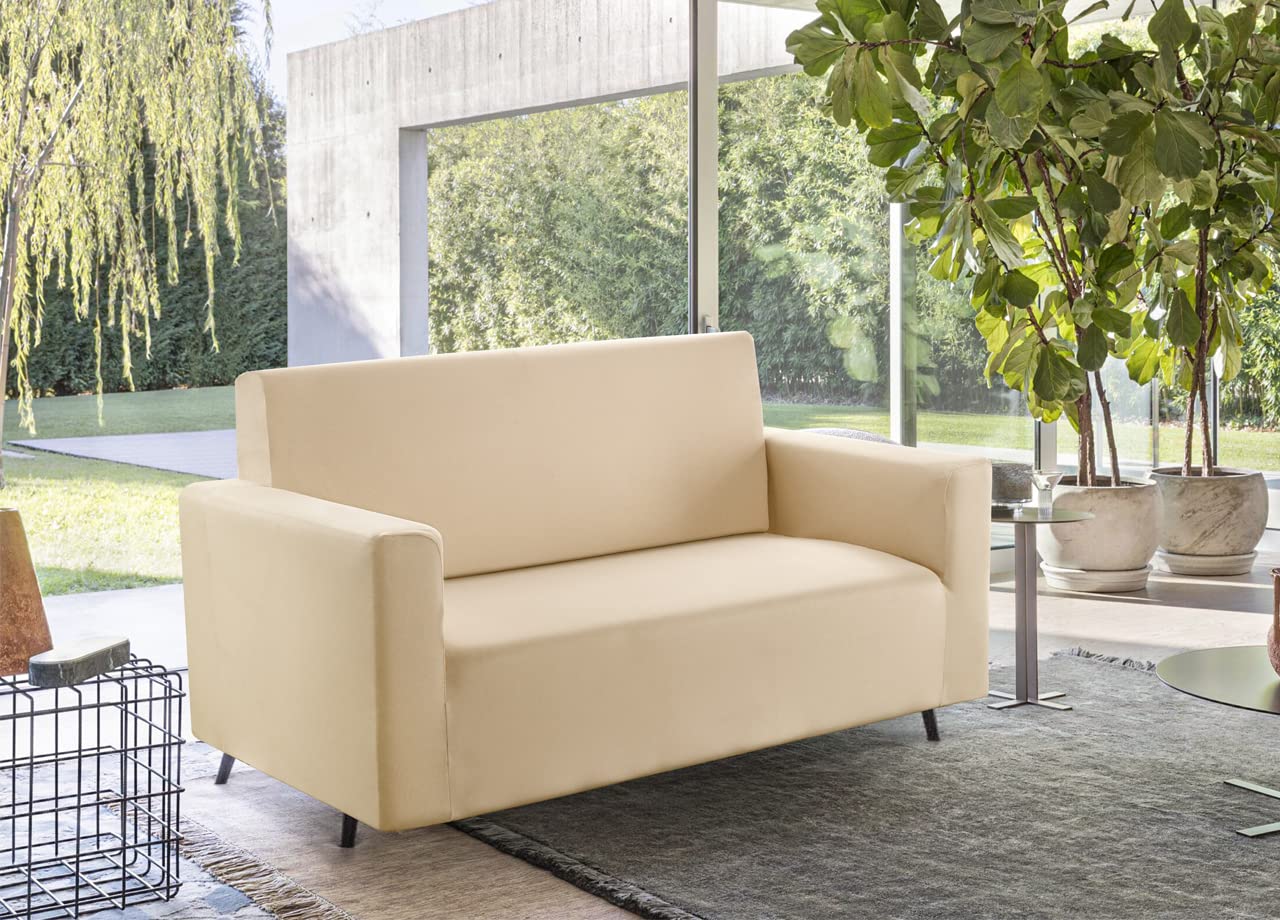 Biancheriaweb Sofa Bed Cover for Warm and Deep Sleepers with Colour Products, Sofa Throw 2 Seats Cream White