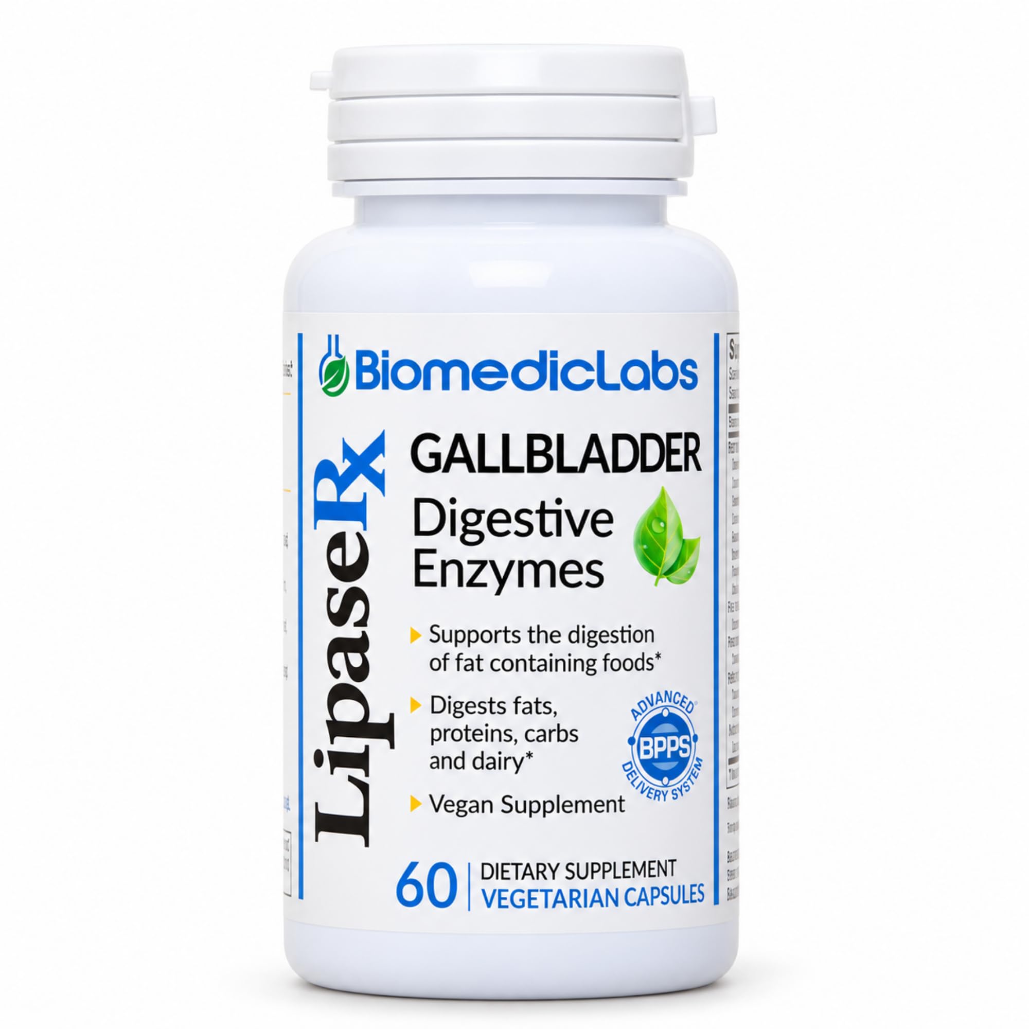 Φόρμουλα χοληδόχου κύστης, Lipase, Protease και Amylase Digestive Enzymes to Reduce Bloating - Χορτοφαγική Φόρμουλα, 60 κάψουλες Veg