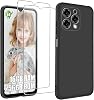 Case for DOOGEE N55 Pro, Flexible Ultra Slim Drop Protection Anti-Scratch Rugged Phone Cover Silky-Soft Touch Matte TPU Shockproof Bumper Cover with 2 Tempered Glass Screen Protector Black