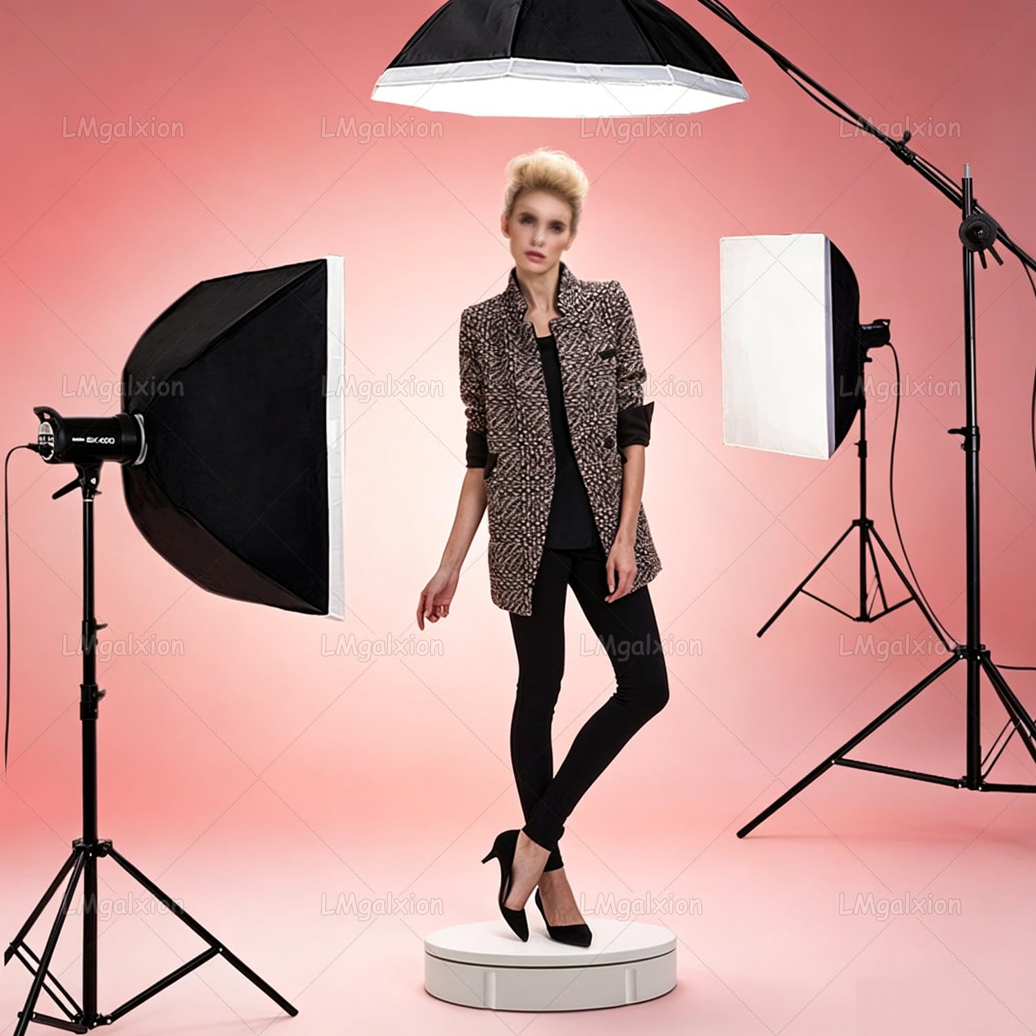 Piattaforma Rotante Elettrica (52 Cm / 60 Cm) per Fotografia di Prodotto Black-52cm | Base Espositiva Girevole Motorizzata E Silenziosa Con Telecomando,Rotazione a Velocità Variabile (40-120 S)