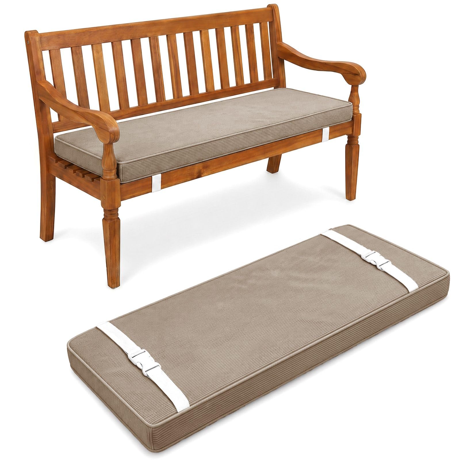 Aocase Corduroy Bench Seat Cushions 2/3/4 seater Garden Bench Cushion Indoor/Outdoor