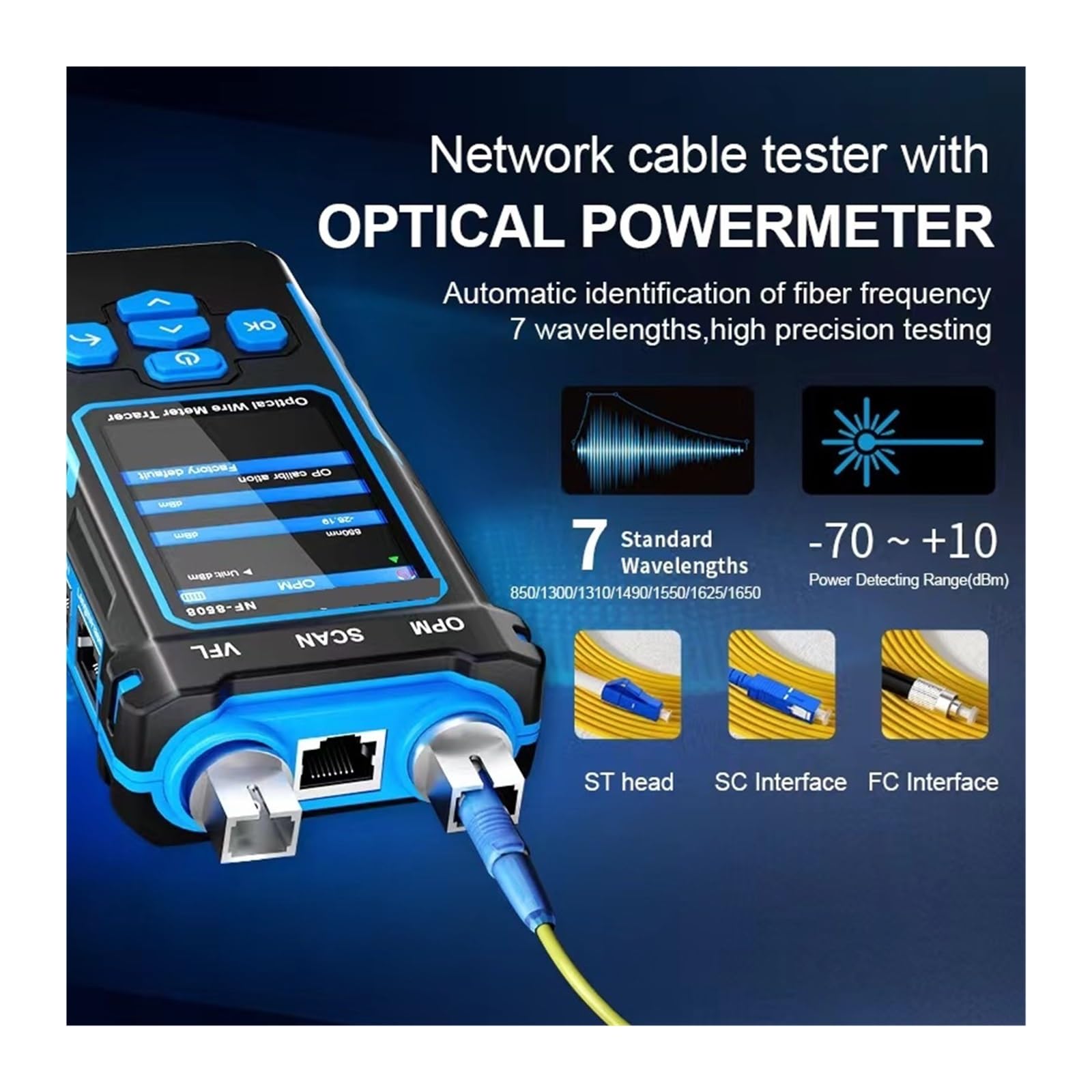 Tester per Fibre Tester For Cavi Di Rete Misuratore Potenza Ottica PoE For In ​​fibra Con Ricerca Linea Da 10 Mw
