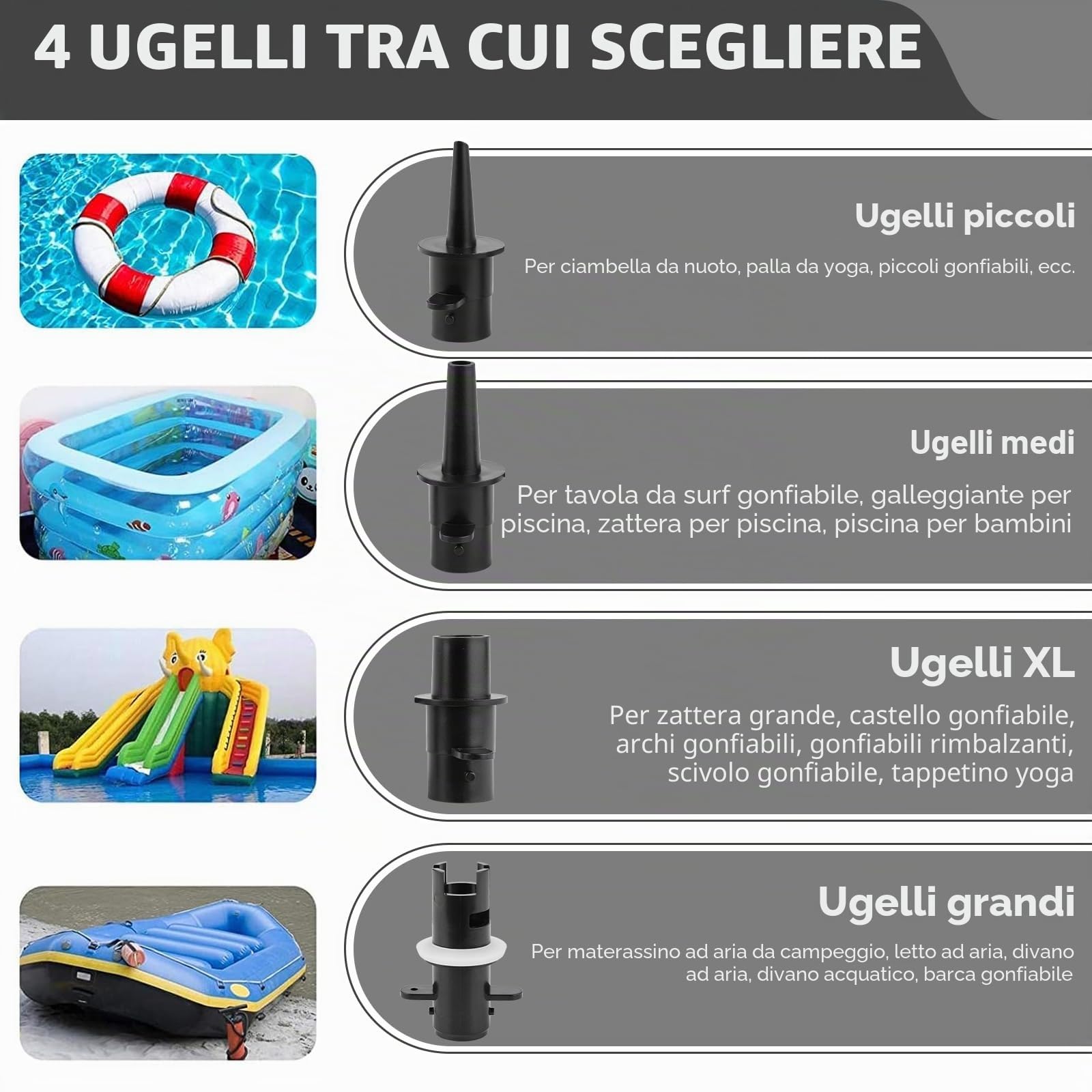 Pompa ad aria elettrica 600 W Pompa ad aria elettrica con 4 ugelli Pompa elettrica per gonfiare la pompa del materasso, piscina gonfiabile