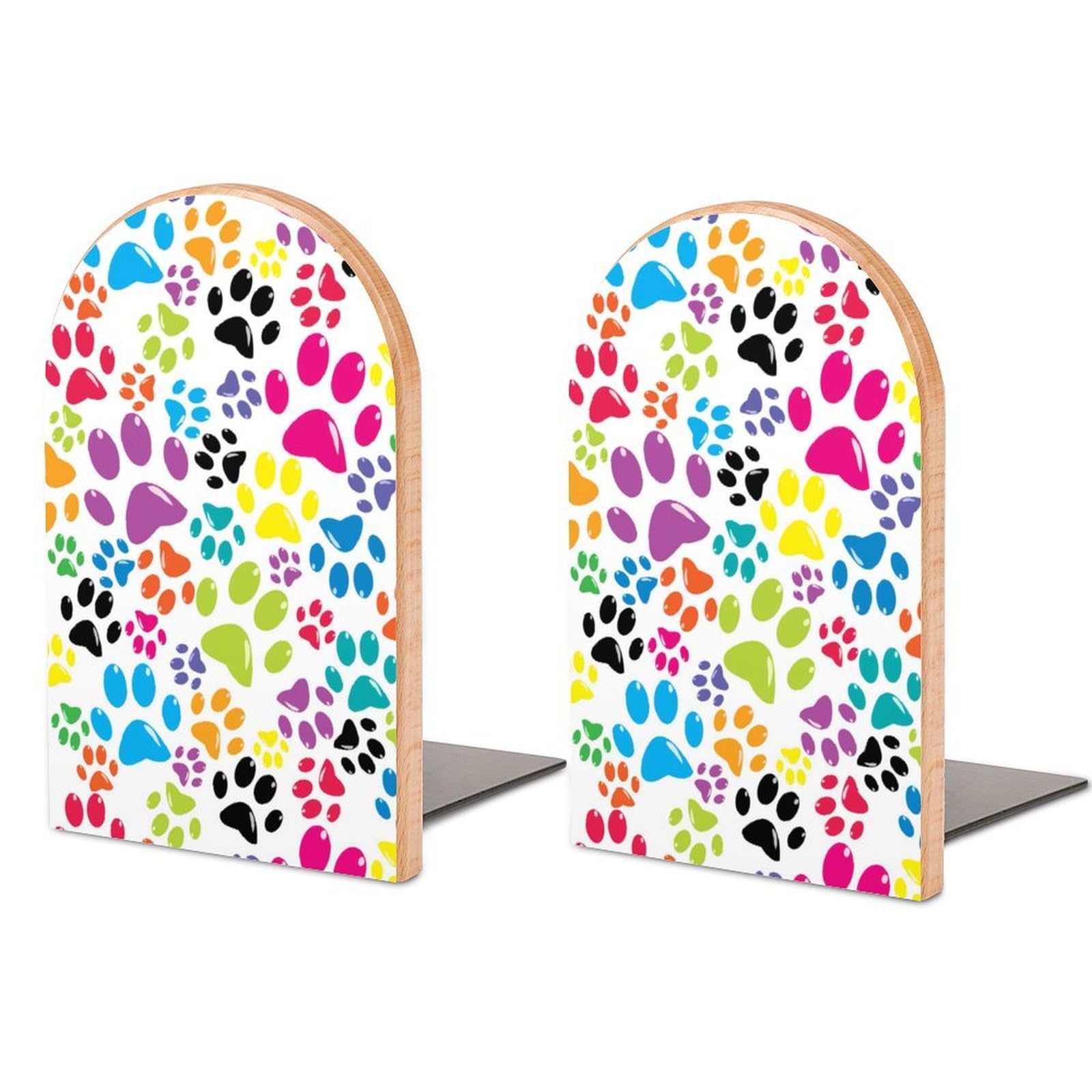 Colored-paws Book Ends for Shelves Bookends Bookshelf Holder Stand Books Stopper Home Office Decor