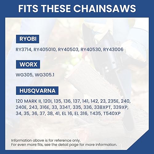 Miniatura 4 de TWOMEM - Paquete de 2 cadenas de motosierra S52 de 14 pulgadas, 38 pulgadas, calibre .05 pulgadas, 52 eslabones de transmisión compatibles con
