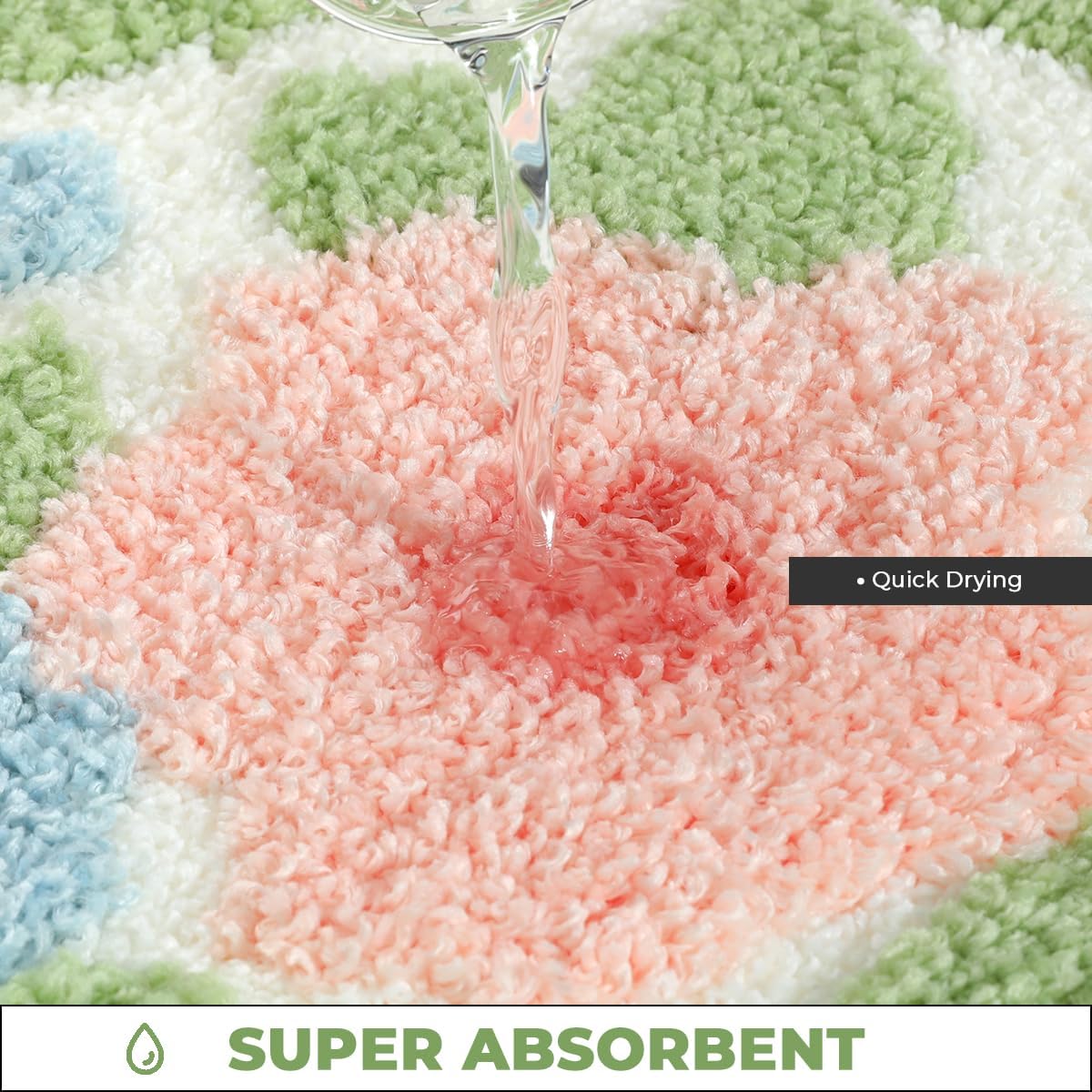 Floral Bathroom Mat Art Ultra Absorbent Fluffy Carpet Non Slip Machine Washable Mat for Shower, Sink and Bedroom (Flower Field, 31"x20")