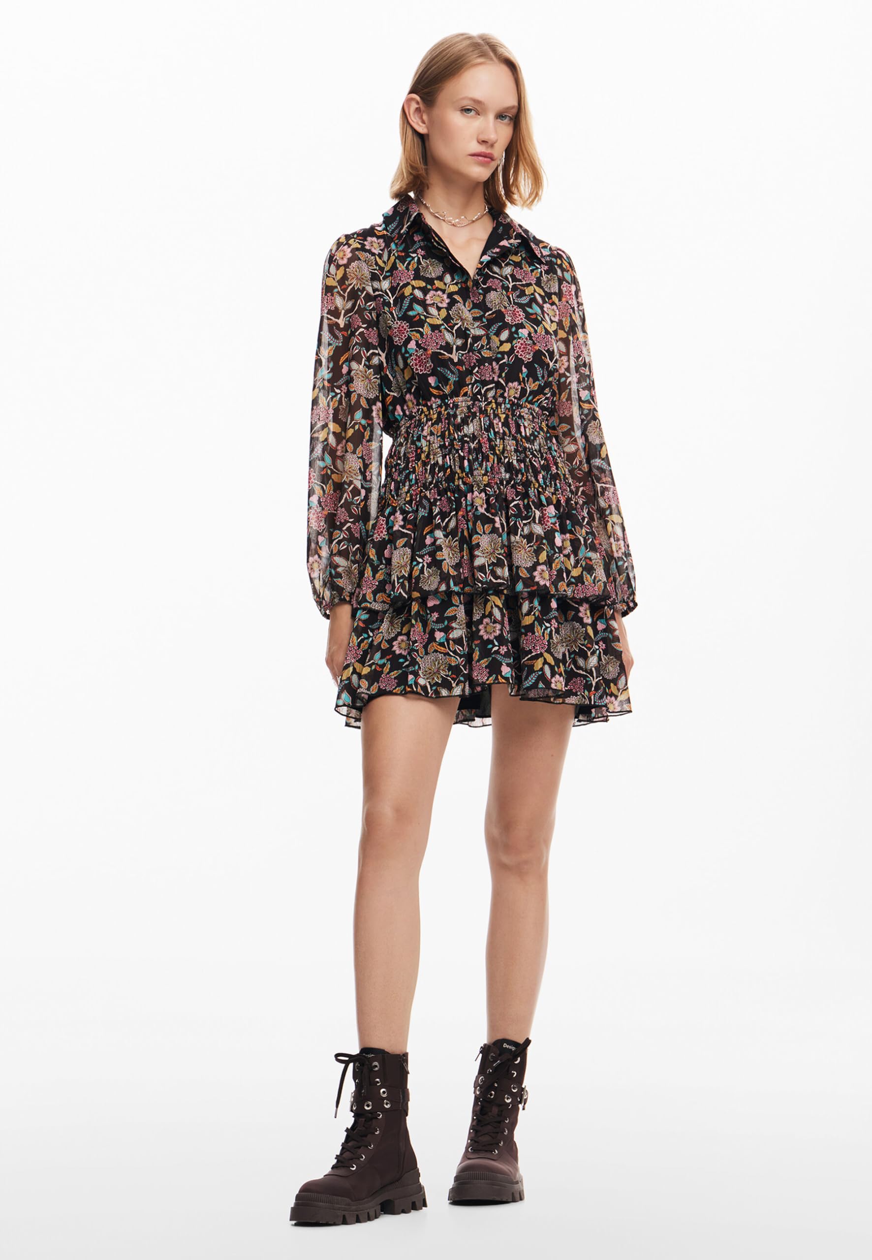 Desigual Robe Tissée À Manches Longues pour Femme Robe Femme