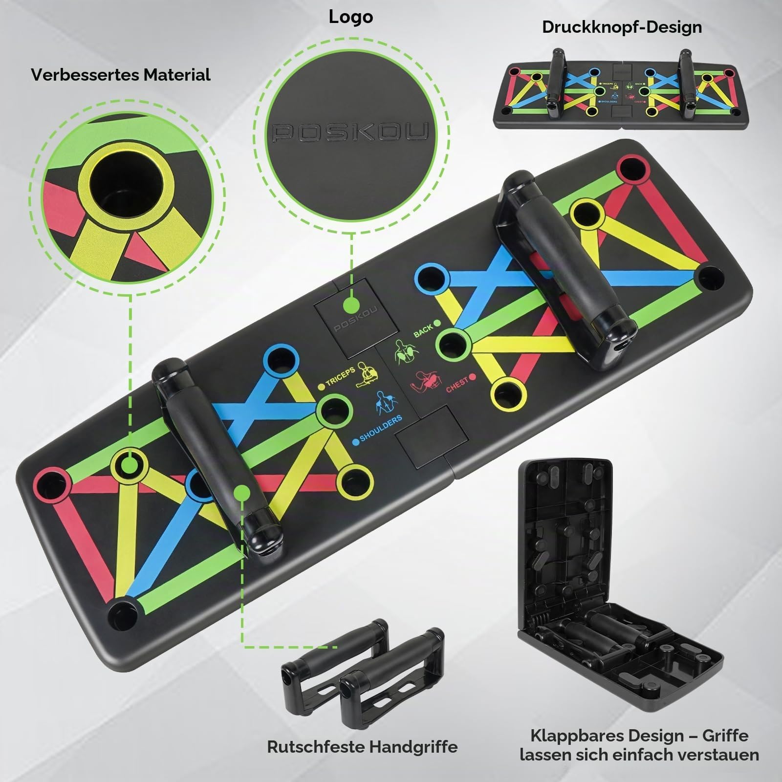 Liegestützbrett Push Up Board Verbessertes Konzept Faltbar Liegestütze Brett Liegestützgriffe Home Gym Liegestütze Fitnessgeräte für Zuhause