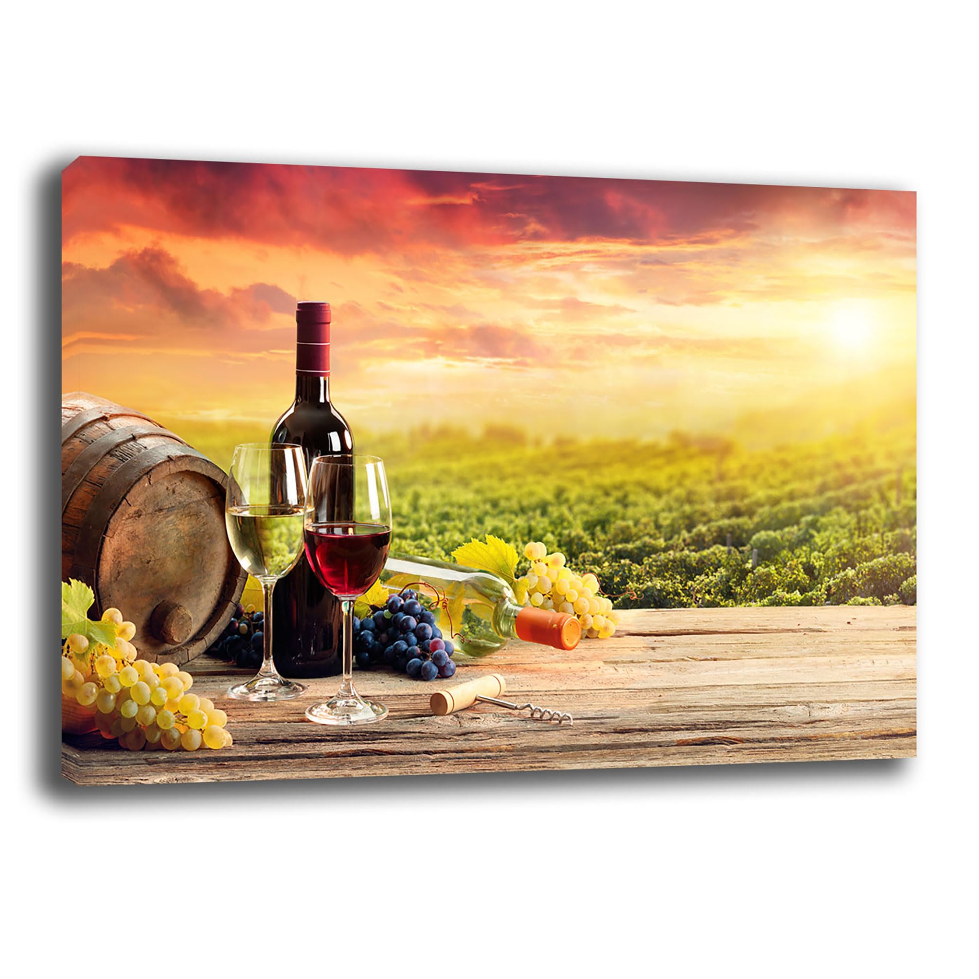 Printerland Quadro Moderno VINO VIGNETO VENETO Quadri moderni Cucina Ristorante PUB su tela da Parete XXL grande Stampa su tela canvas Sala Pranzo Decorazione Murale muro Arredo (70x100 cm, 7)