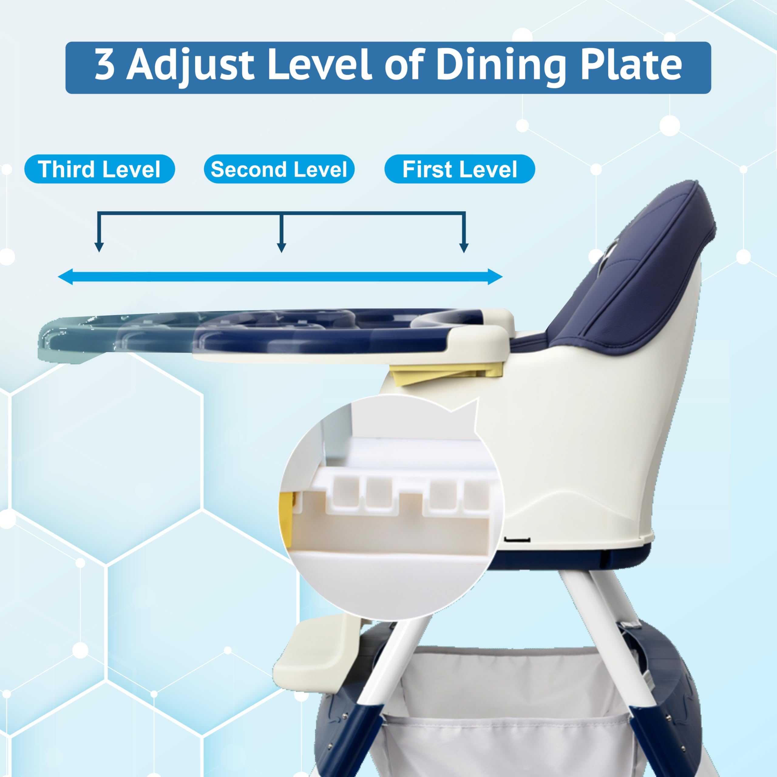 MEDITIVE 5 In 1 Baby High Chair Cum Booster Seat, Kids/Children Height Adjustable High Chair. 6 Months +, Blue - Image 5 thumbnail
