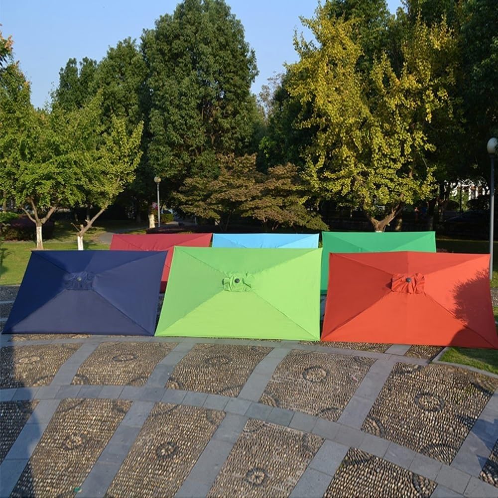 Telo Di Ricambio Ombrellone Da Esterno Copertura Di Ombrellone Rettangolare 2x3.0 Metri 6 Stecche Per Giardino Piscina Spiaggia