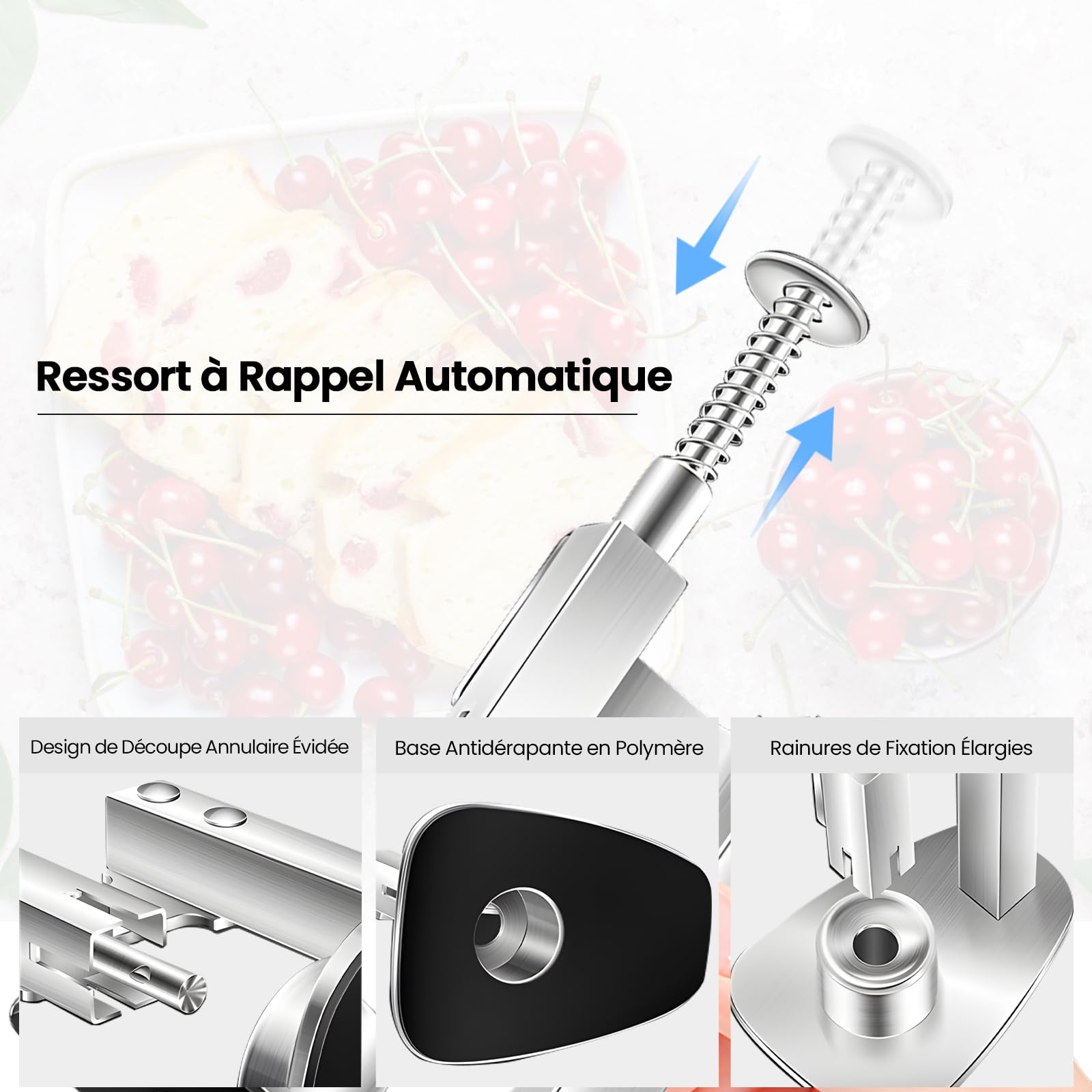 Snocciolatore di ciliegie, per rimuovere i noccioli di ciliegia in acciaio inox per una rapida rimozione dei noccioli, per ciliegie, prugne, olive, datteri