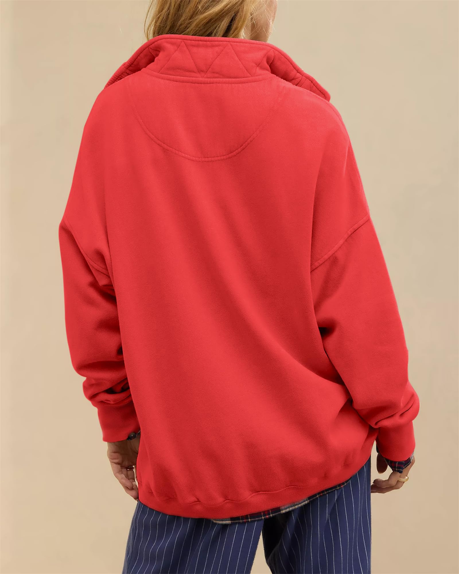 Bluza oversize dla kobiet stójka Henley Collar Y2K modne stroje