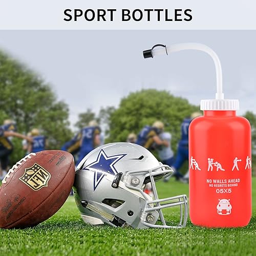 Miniatura 6 de SHOKE Botellas de agua deportivas para boxeo, con popote largo, sin BPA, exprimible de 1 litro, botella de agua de hockey de plástico a prueba de