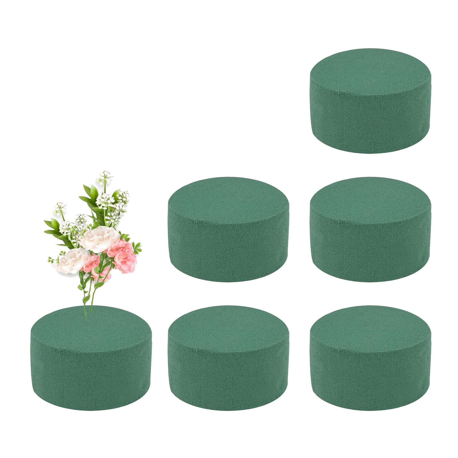 FRTAOOPPack of 6 flower foam cylinders, floral foam, 8 x 4 cm, round, floral mass, wet floral foam, for flower arrangements, crafts