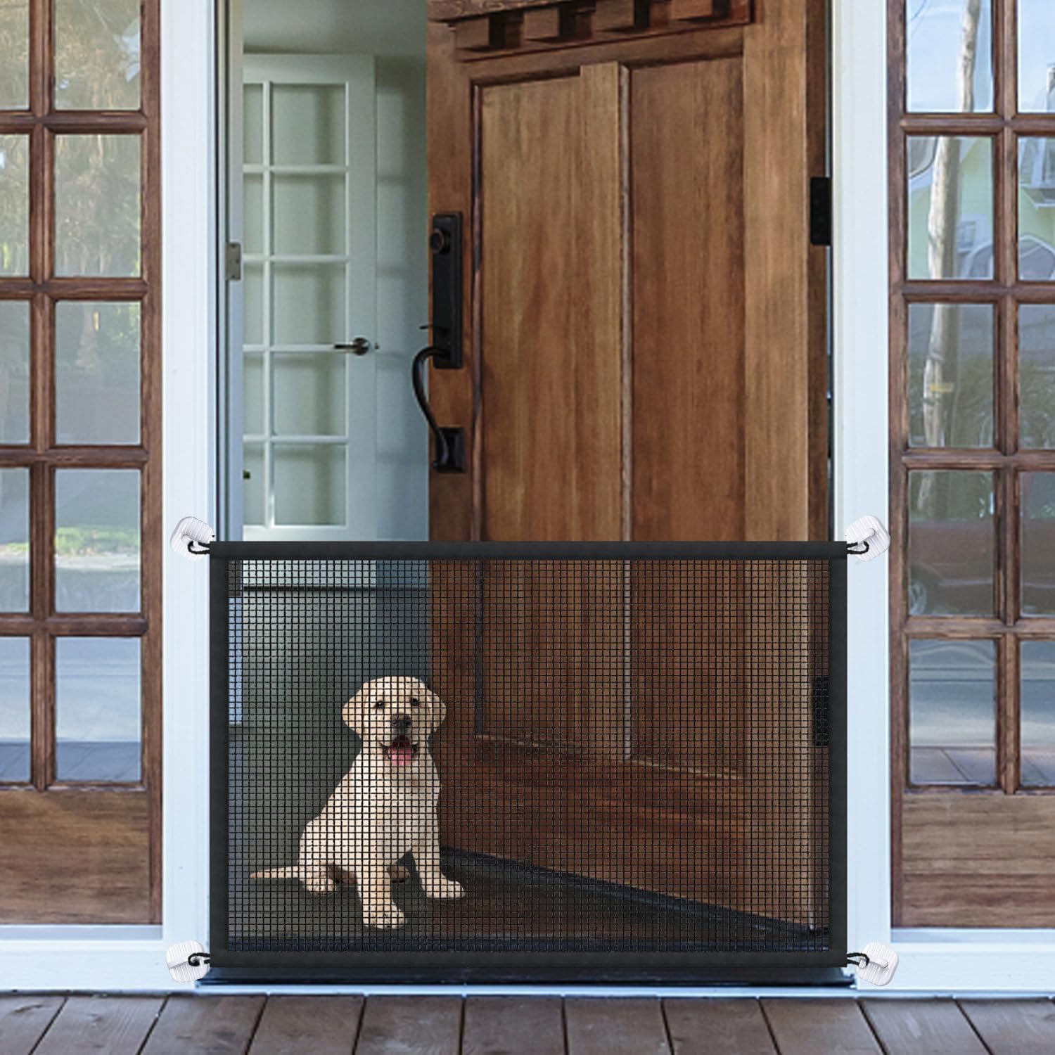 Portable Mesh Dog Gate: Easy Install Safety Fence for Stairs & Doors Portable Mesh Dog Gate: Easy Install Safety Fence for Stairs & Doors