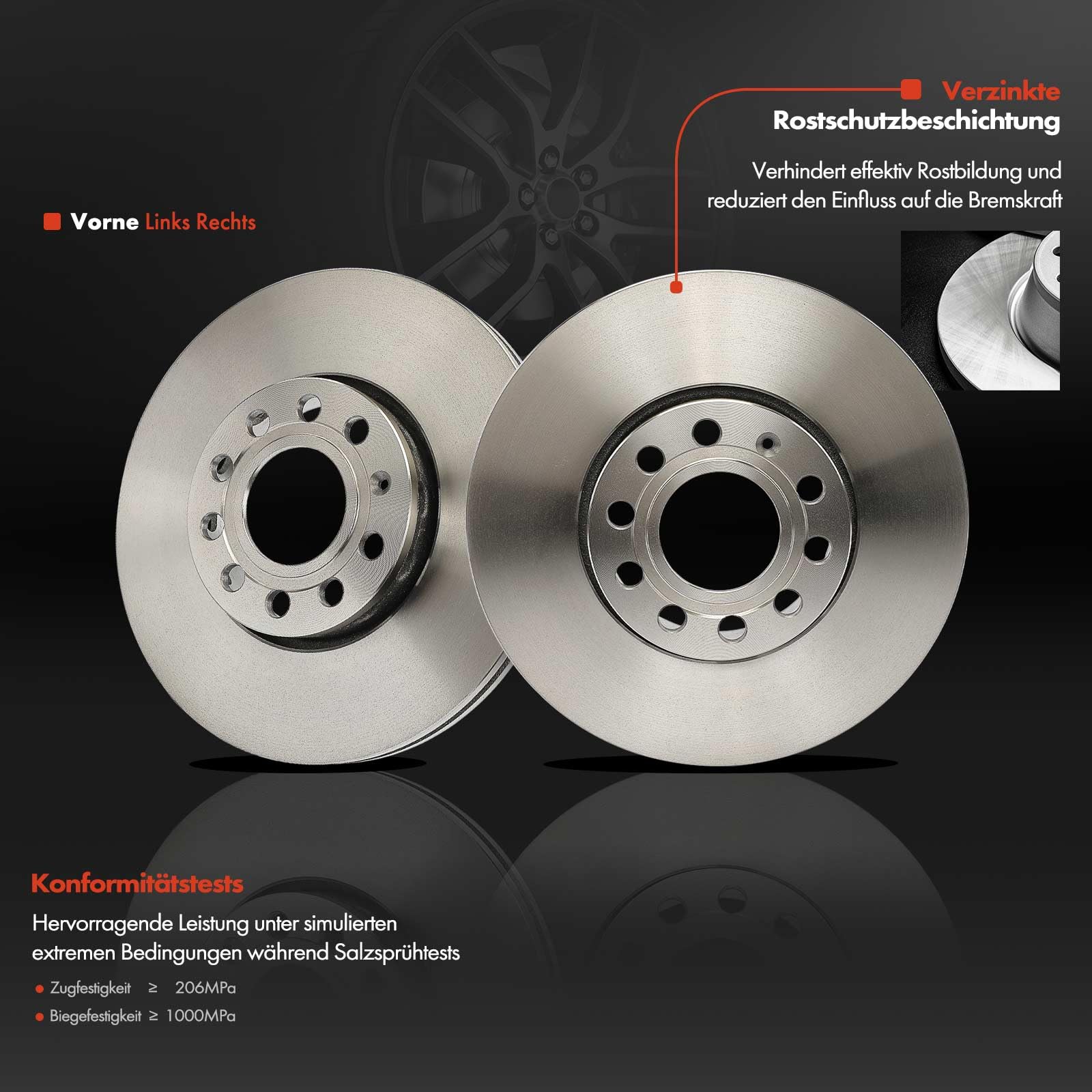 Frankberg 2x Bremssattel + 2x Bremsscheiben + 4x Beläge Vorderachse Kompatibel mit A4 8E2 8EC A4 Avant 8E5 8ED A6 4B2 Exeo 3R2 P.a.s.s.a.t 3B2 Replace# 4A0615301C