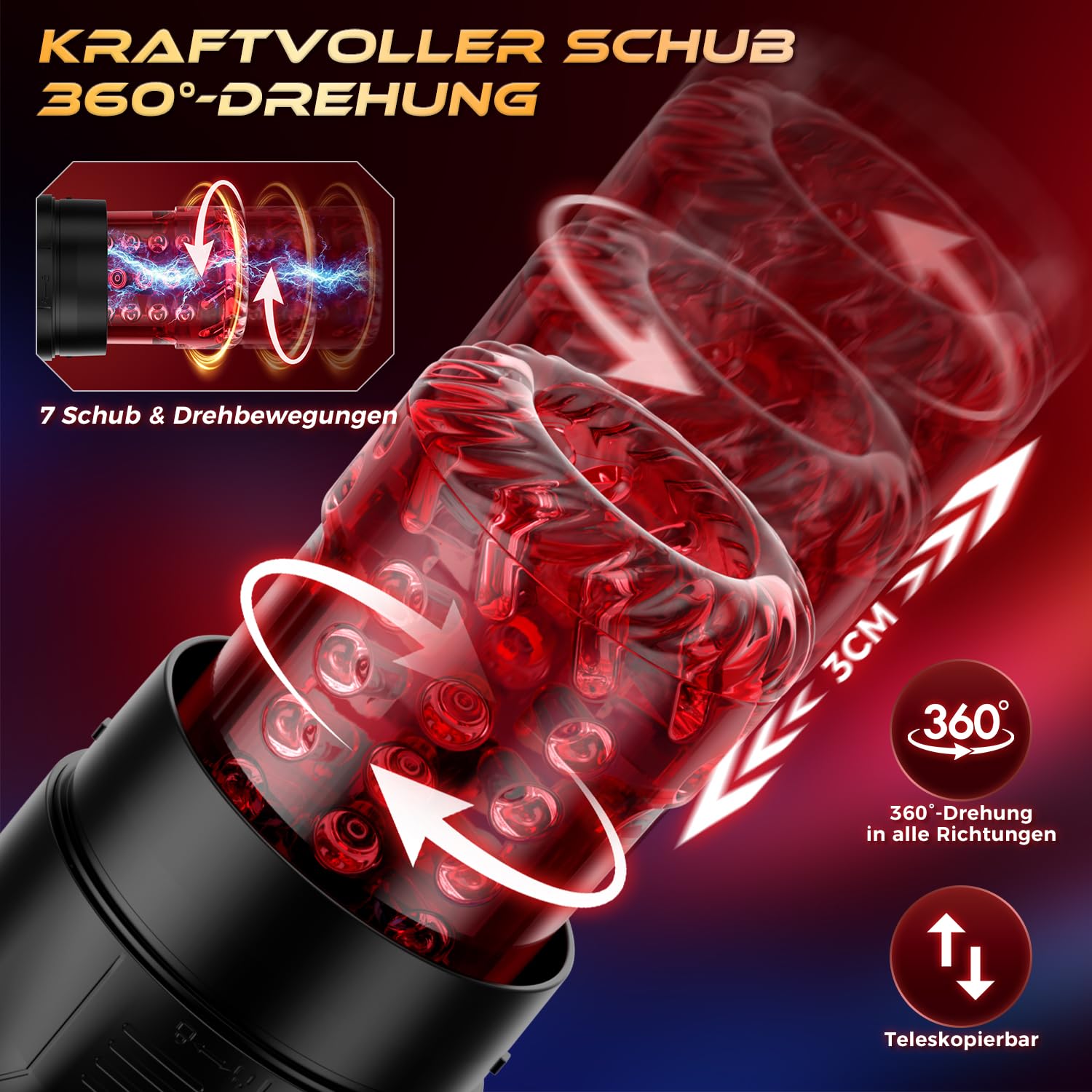 Elektrischer Masturbator Masturbieren für Männer Zungenleck, Sex Spielzeug für die Männer 7 Teleskopfunktion Rotierend Vibration Saugen Taschenmuschi, Masturbatoren Penis Eichel Stimulator Sex Toys