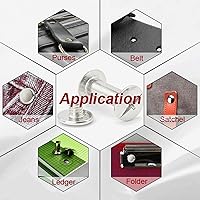 Vista 7 de Juego de 90 tornillos de acero inoxidable 304 Chicago de cuero, 7 tamaños de remaches de tornillo de cuero para manualidades, ropa, zapatos