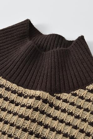 Women's Mock Neck Casual Batwing Sleeve Casual Loose Ribbed Knit Solid Soft Pullover Sweater Tops