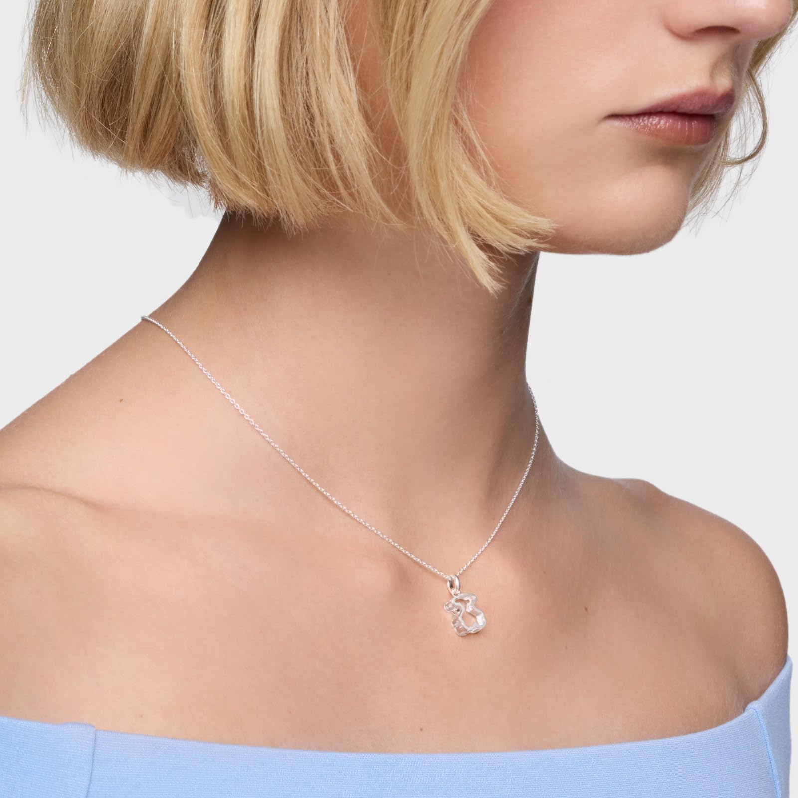 TOUS Collar Corto para Mujer de Plata de Primera Ley y Metacrilato blanco, Colección Galaxy