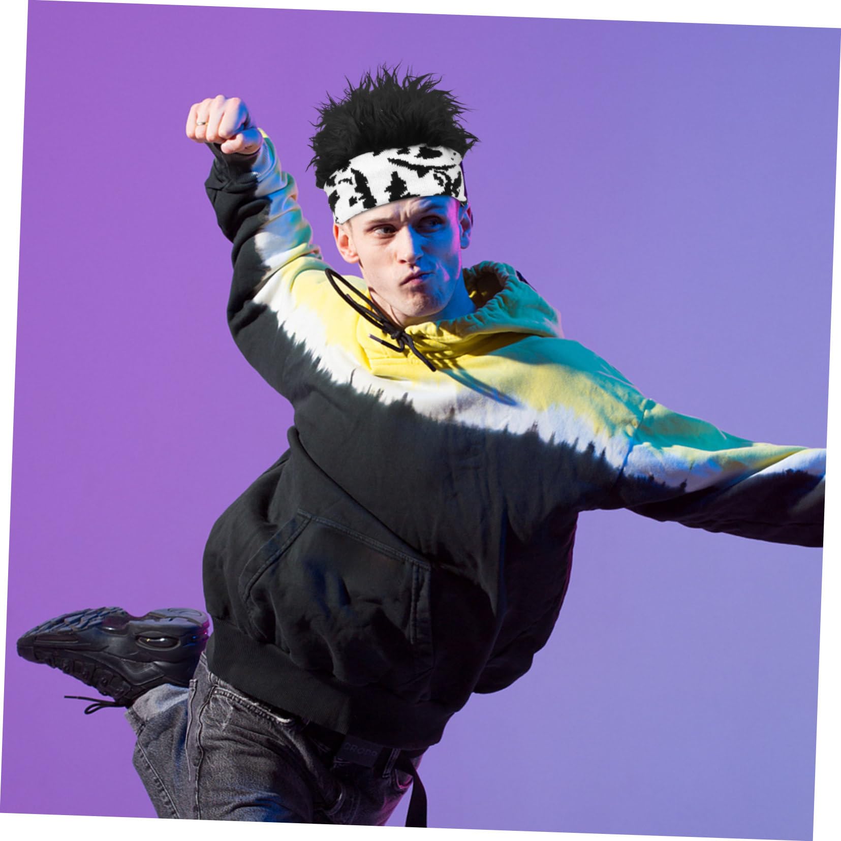 FOMIYES Color Block Knit Wool Cap Funny Adult Hat for Women Men Newsboy Hat for Party Black