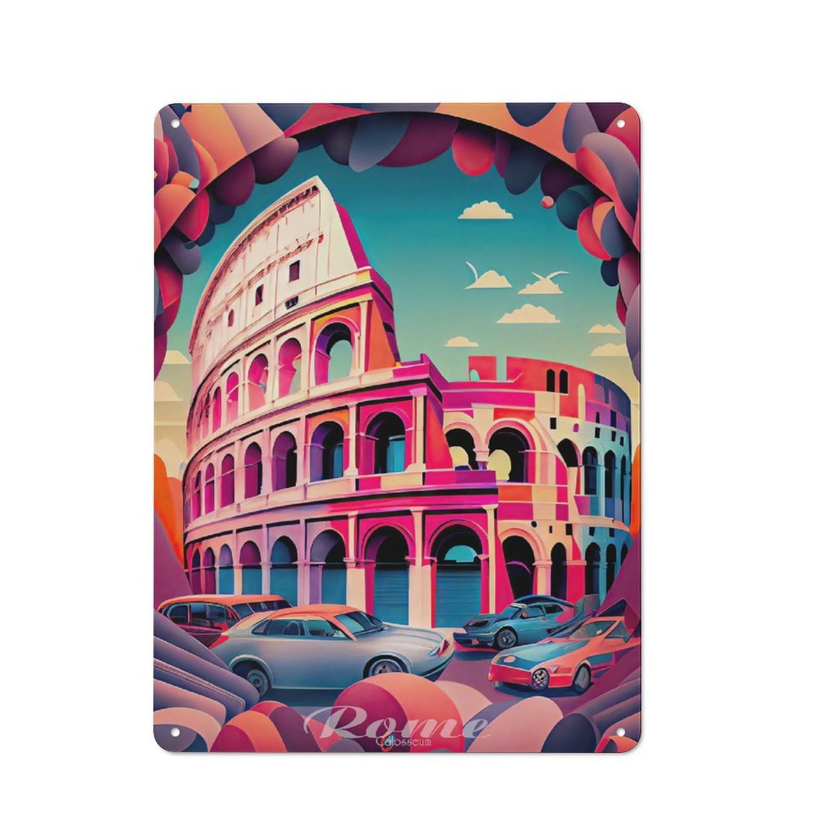 Junmoney Rome Colesseum 1 Metal Wall Sign 40X30cm, Vintage Home Bar Decor For Pub, Home Bar, Shed Or Man Cave
