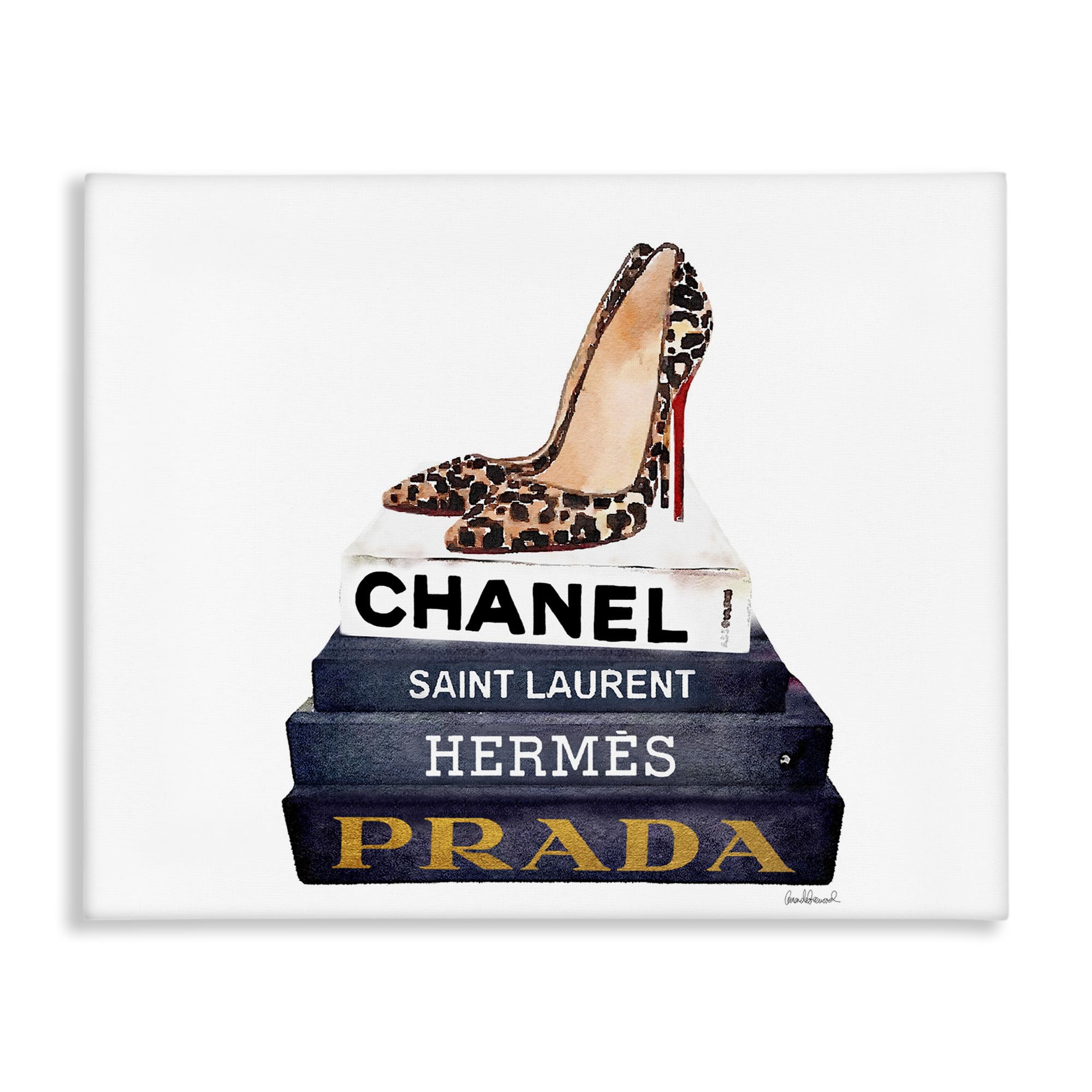 Stupell IndustriesStupell Industries Glam Fashion Book Set Leopard Pumps Heels Stretched Canvas Wall Art, Proudly Made in USA