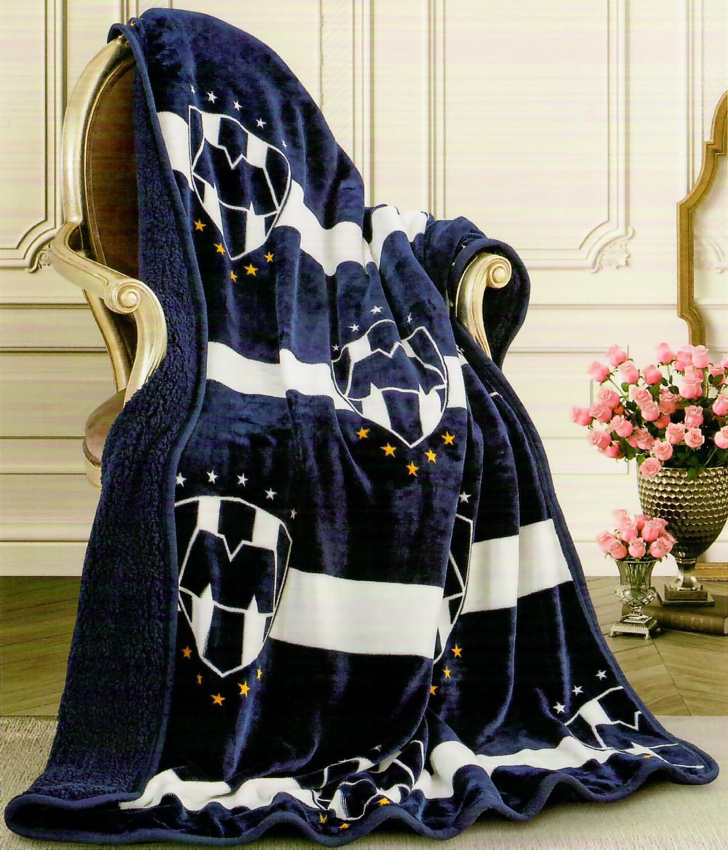 Monterrey Rayado Silk Touch Sherpa Lined Throw Blanket, 50