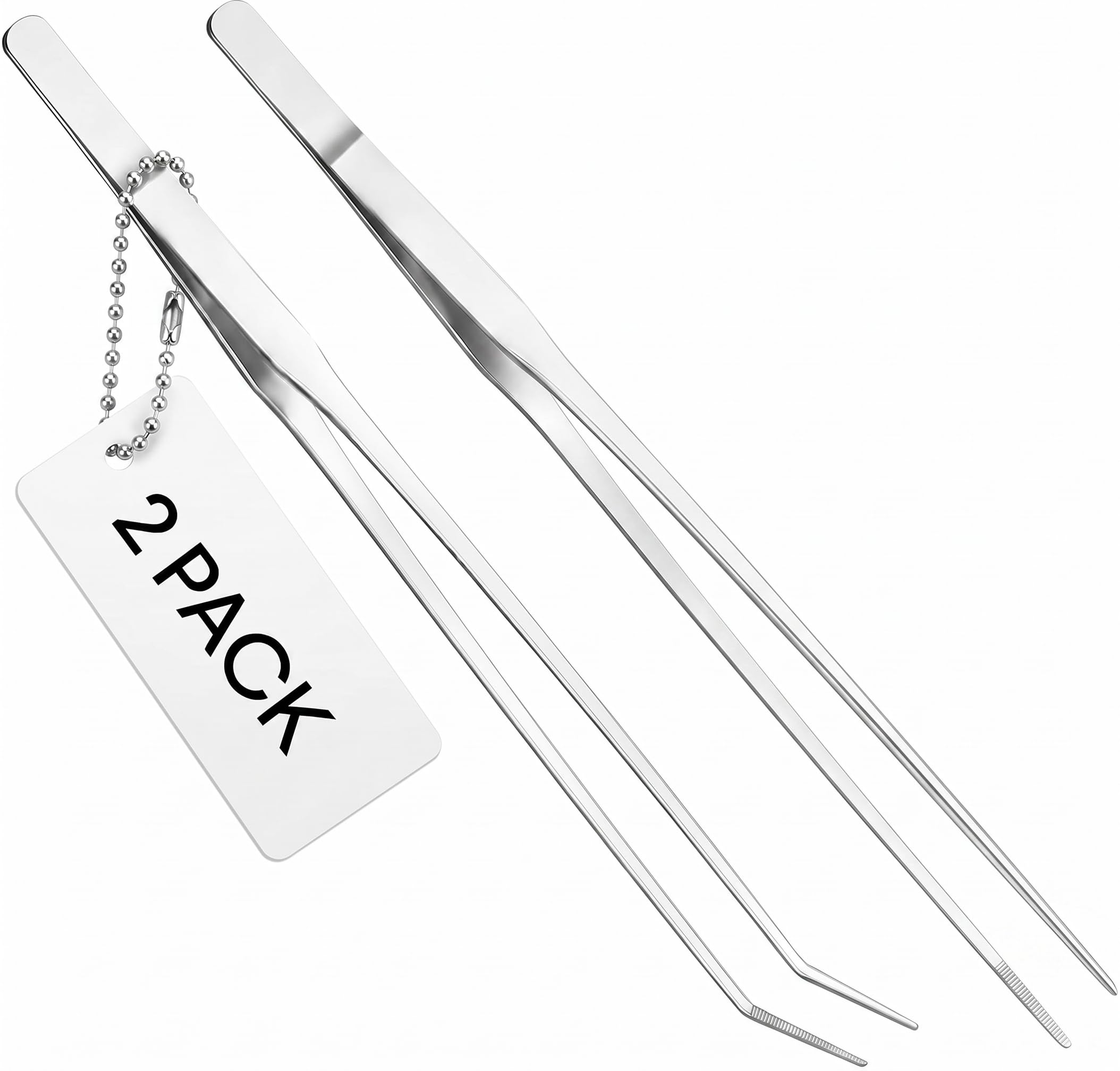 2 pinzas largas para acuario, pinzas curvadas de 27 cm, pinzas de alimentación de reptiles de acero inoxidable, herramientas de terrario, alimentador para lagartos, accesorios de tanque de serpiente