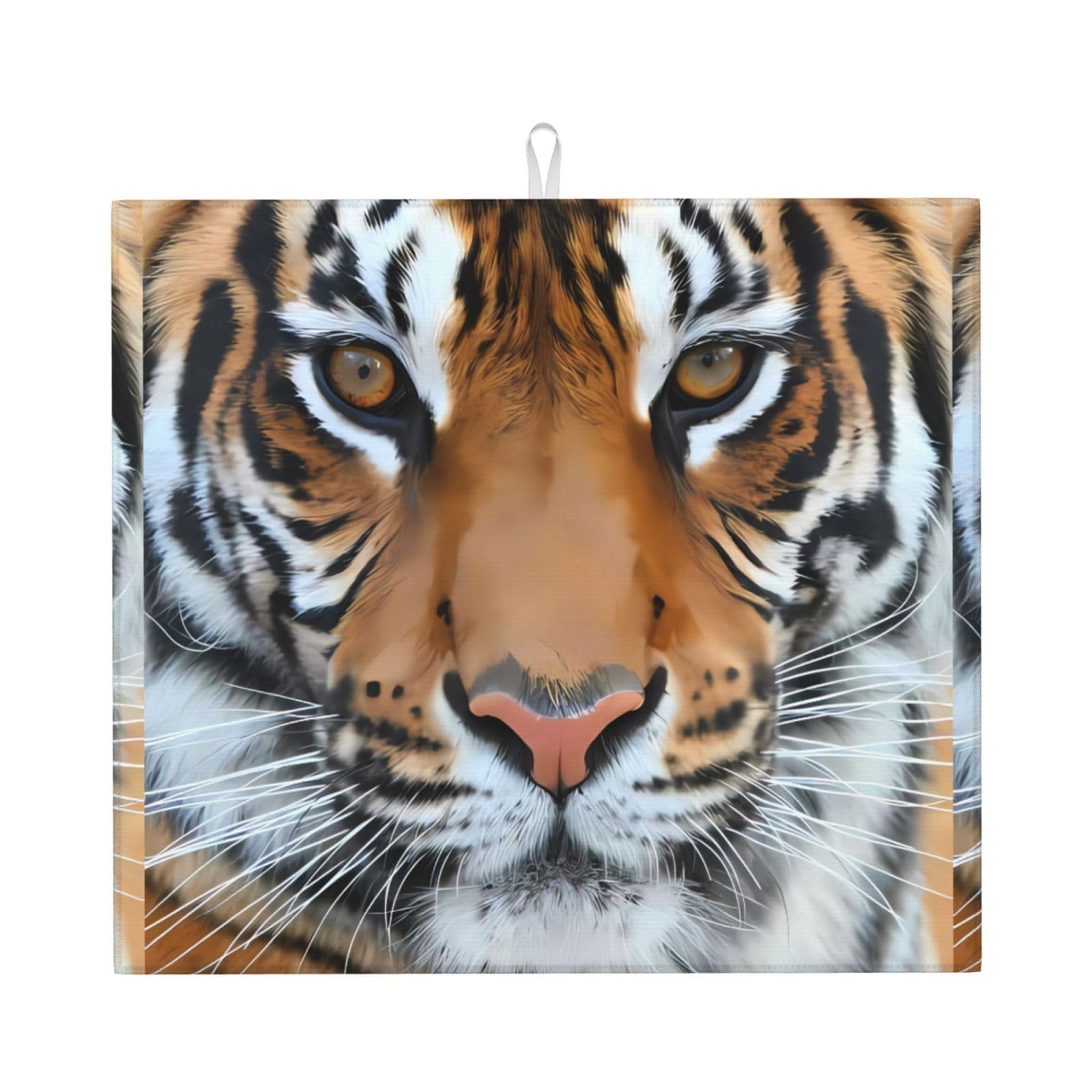 Yyhhaofa Black Tiger Head Prints Kitchen Drying Mat – Absorbent Dish Throw For Countertops, Non-Slip Quick-Dry Layer With Stylish Prints