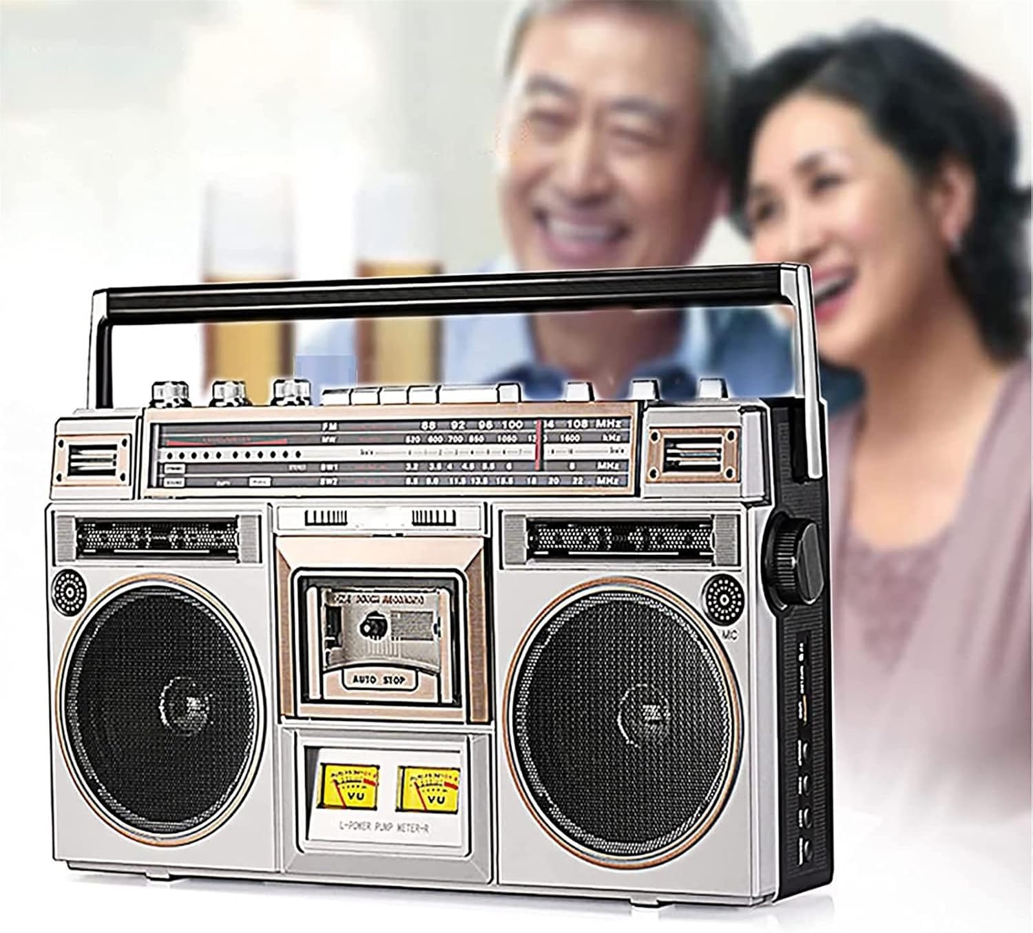 Classico stile anni '80 retrò lettore CD cassette stereo retrò lettore di cassette Bluetooth con FM e Dab+radio, registrazione USB, radio
