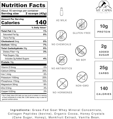 Miniatura 7 de Mt. Capra Proteína de vainilla de suero de cabra + minerales limpios de cacao caliente con colágeno