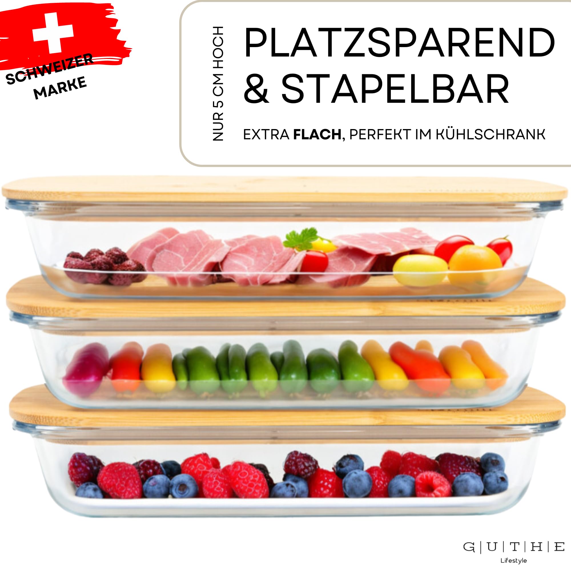 PaletteLife Schrankbox Curio – 3-teilige Sammlervitrine Mit Glasfront & Höhenverstellbaren Regalen