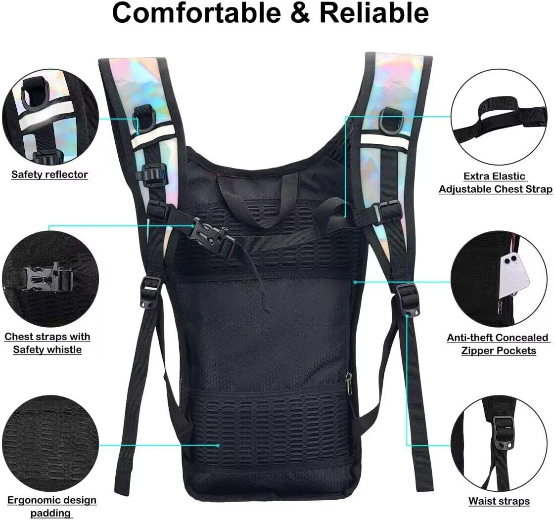 Hydration Backpack Pack, Water Backpack 20L Capacities Included 2L Hydration Bladder, Festival Essential - Rave Hydration Pack Hydropack Hydro for Hiking, Running, Biking, Festival Gear - Image 3
