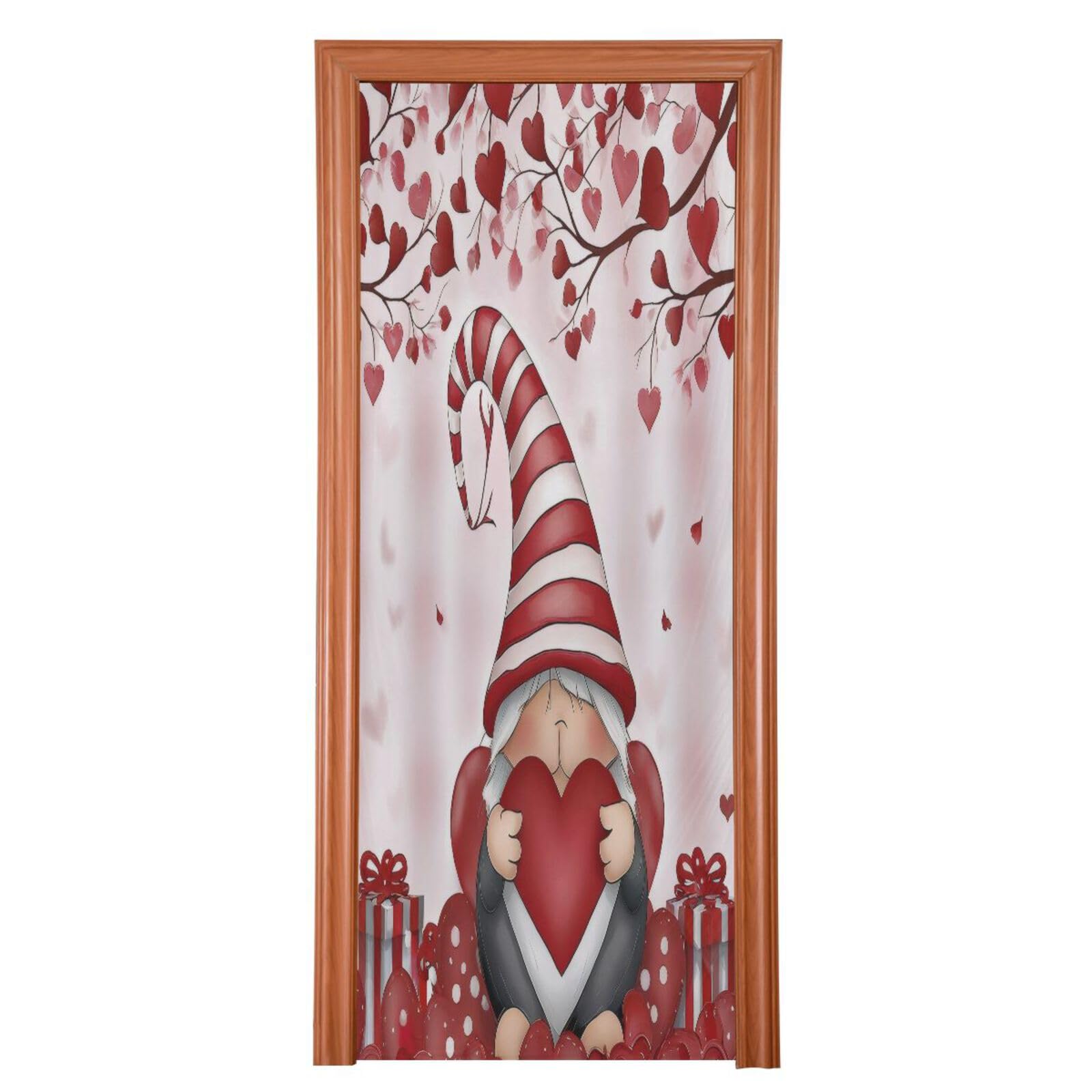 FLildon Heart Tree Valentine's Day Gnome Love Door Cover Decoration, Party Accessory Porch Decor for Festive Ornament Room Door Covers 32 x 79 Inch
