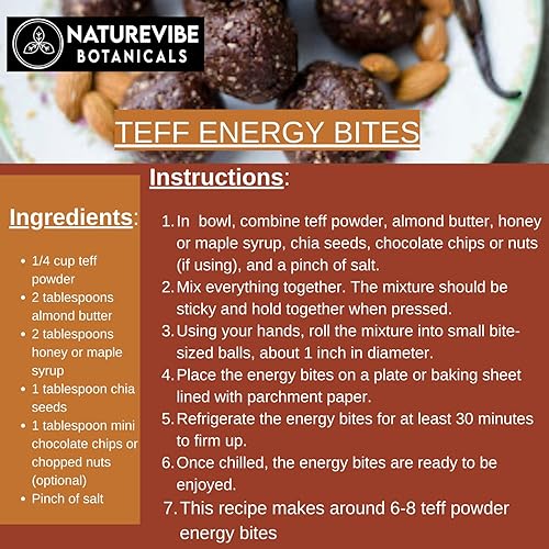 Vista 4 de Naturevibe Botanicals Brown Teff Flour 5 lb 100% Whole Grain & Gluten-Free Finely Ground High Fiber & Plant Protein Ideal for Injera, Baking