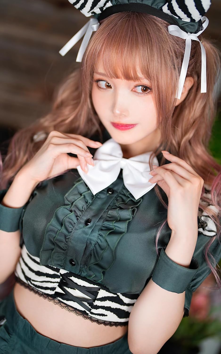 Malymoon] ゼブラ柄 メイド服 アニマル コスプレ 衣装 モノトーン