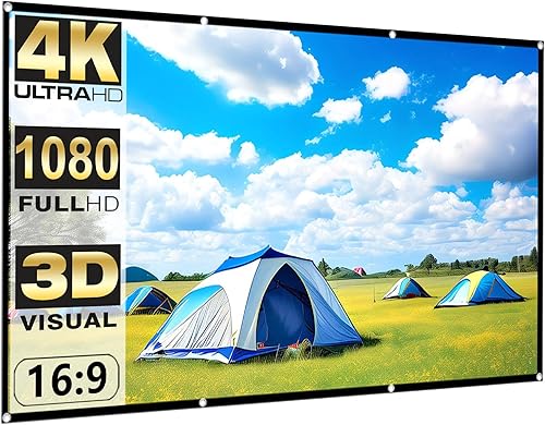Pantalla de proyector de cine al aire libre 120 pulgadas Pantallas de proyección plegables y libres de arrugas 16 9 HD 4K para teatro.