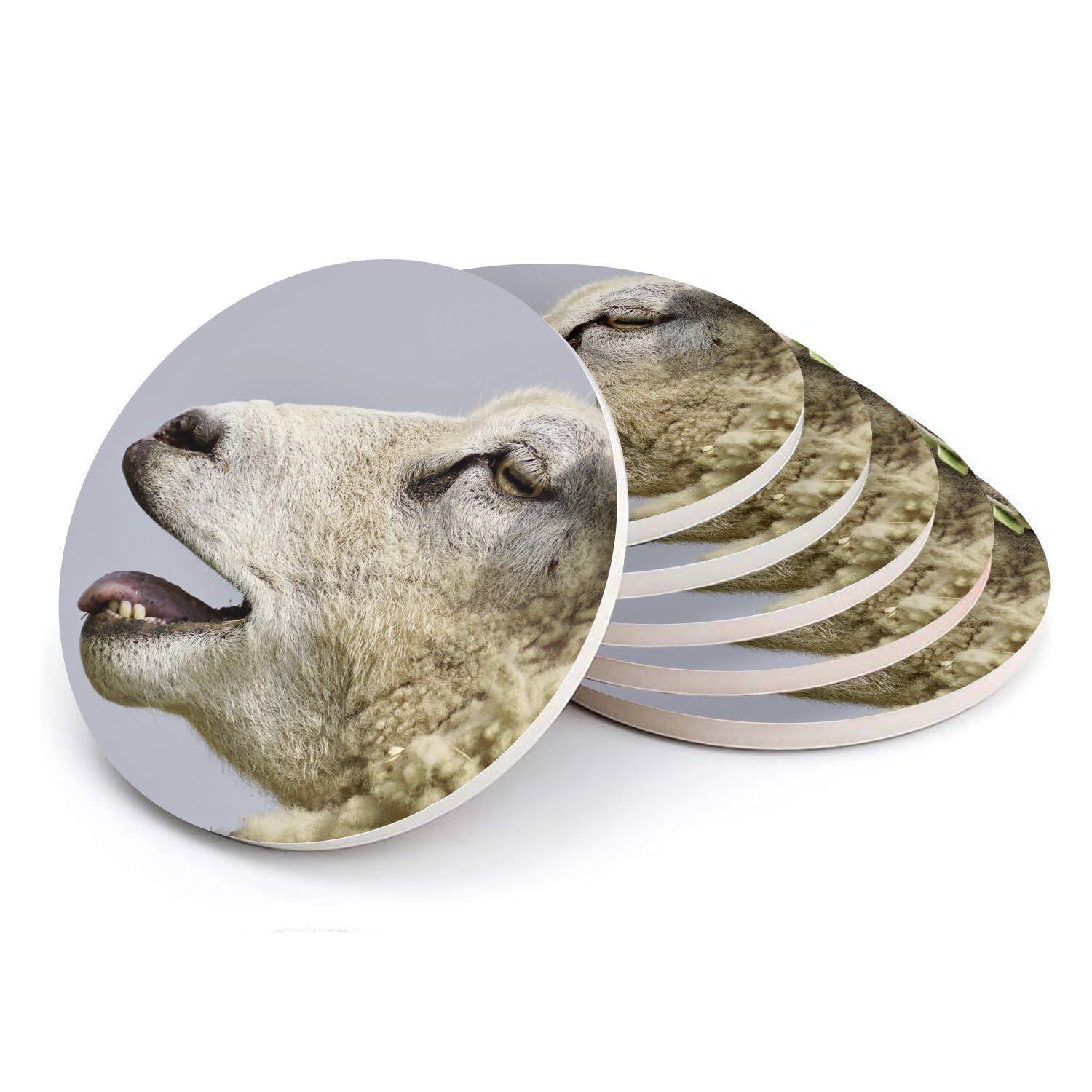 Sous-verre ronds en céramique évitez les taches sur vos tables motif moutons rigolos